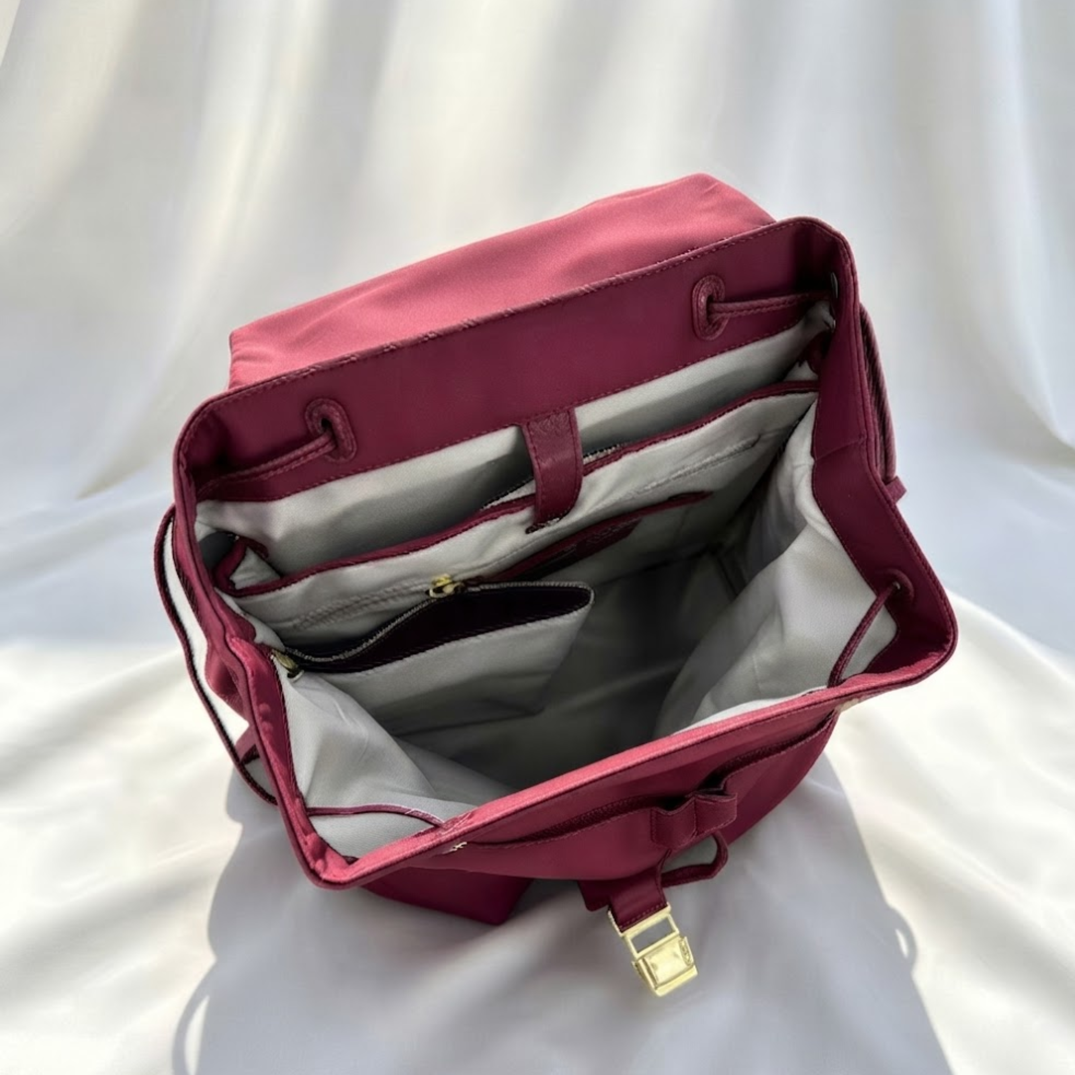 Carmine Nylon Drawstring Backpack