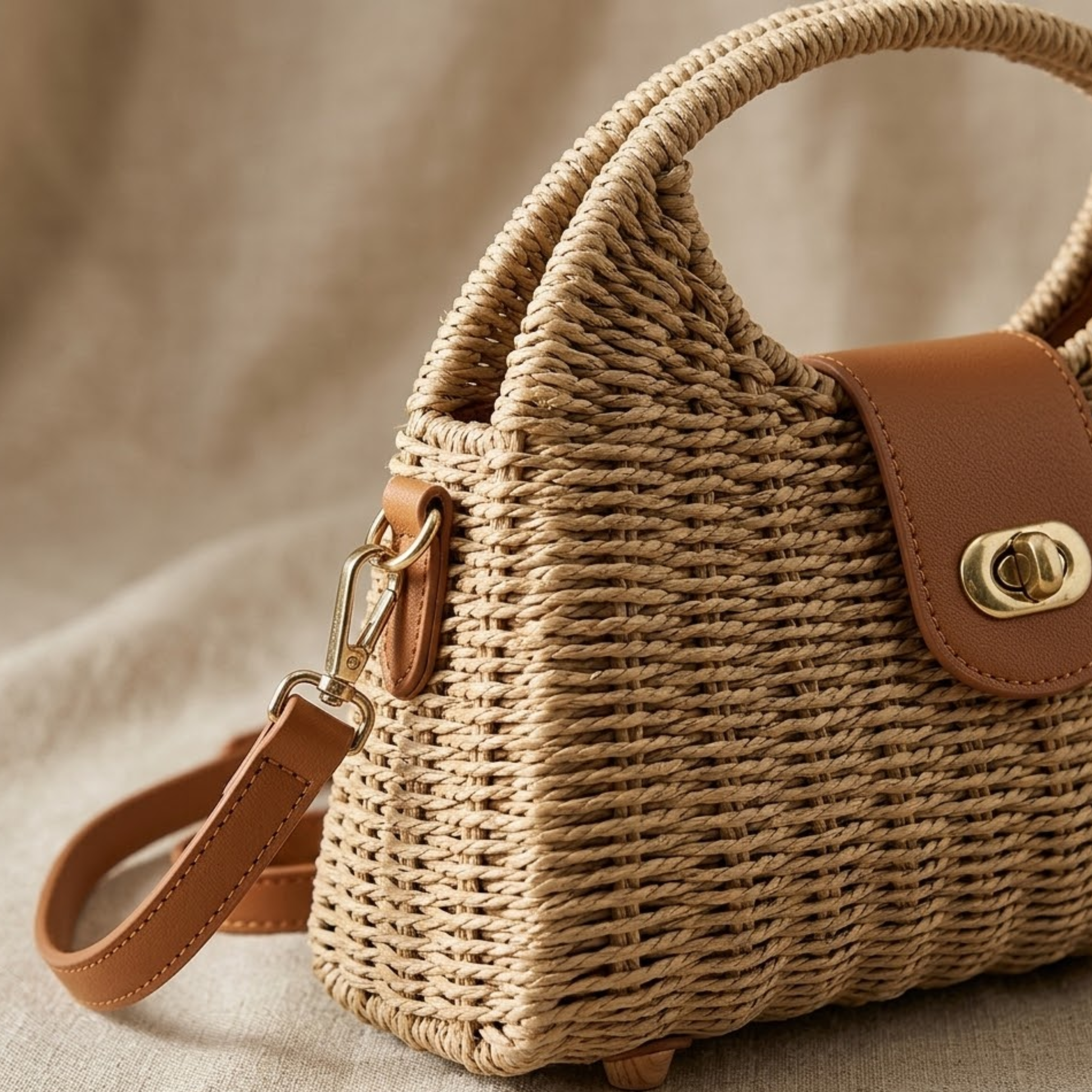 Chic Straw Woven Crossbody Shoulder Bag – Sustainable Bag