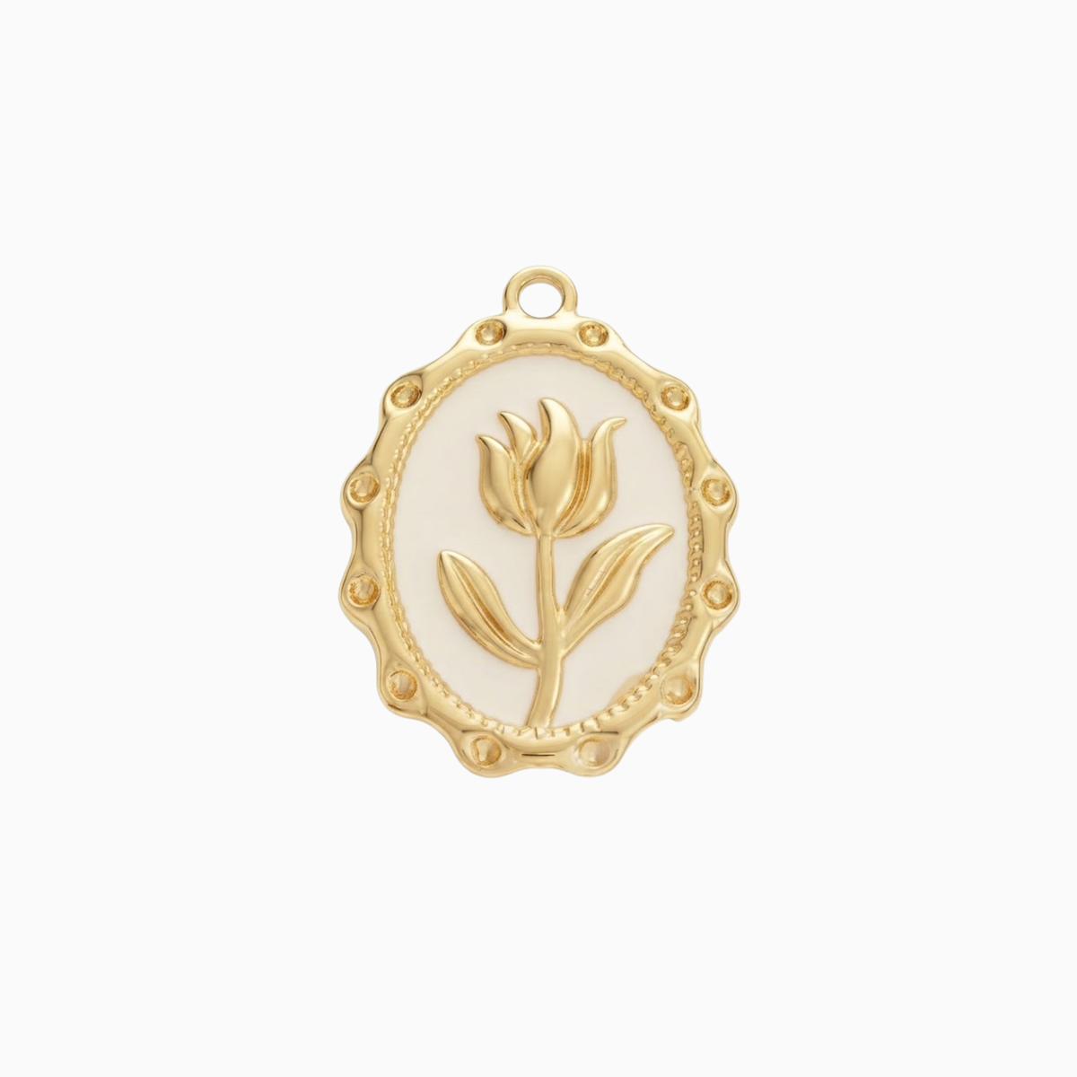 Charms - Oval Floral Frame Pendant