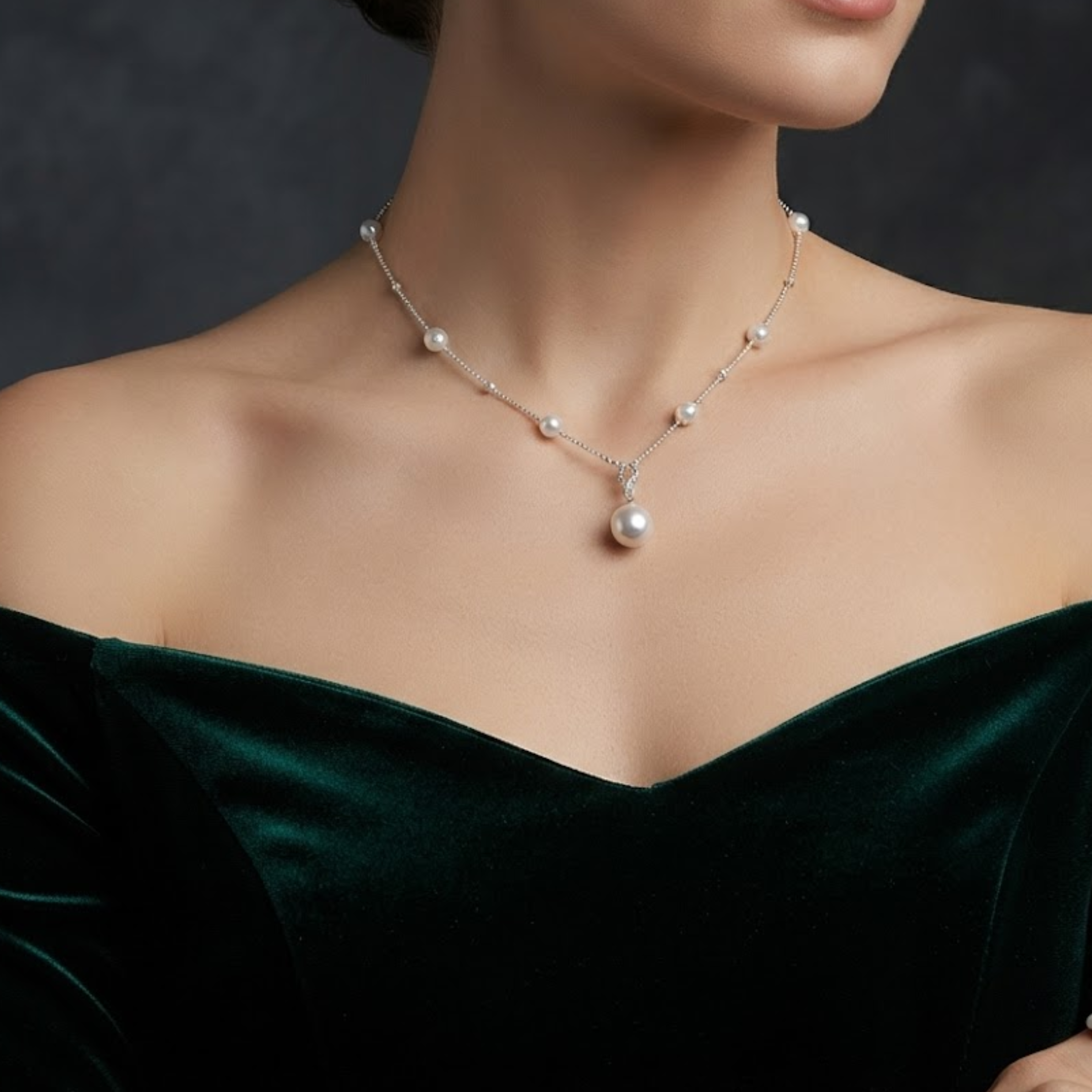 Ivana Silver Pearl Necklace
