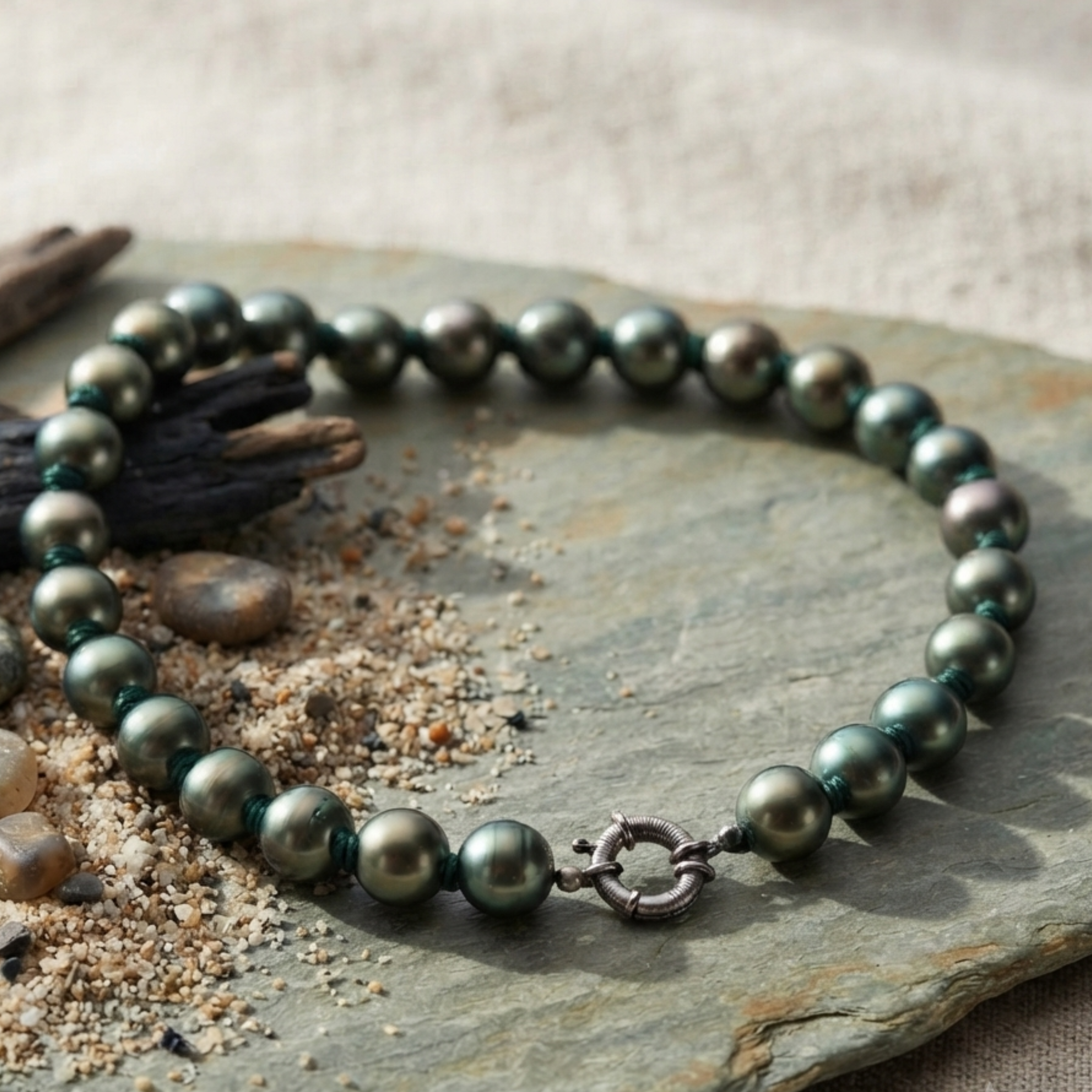 Collana di perle con conchiglia Black South Sea di Elaris