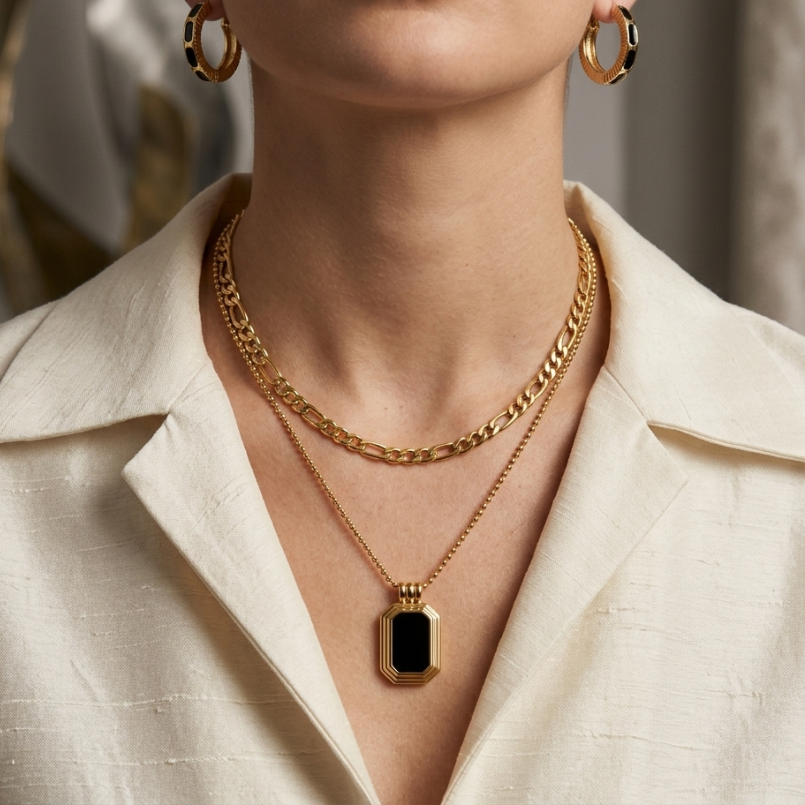 Elisia Black Onyx Two-Layer Necklace