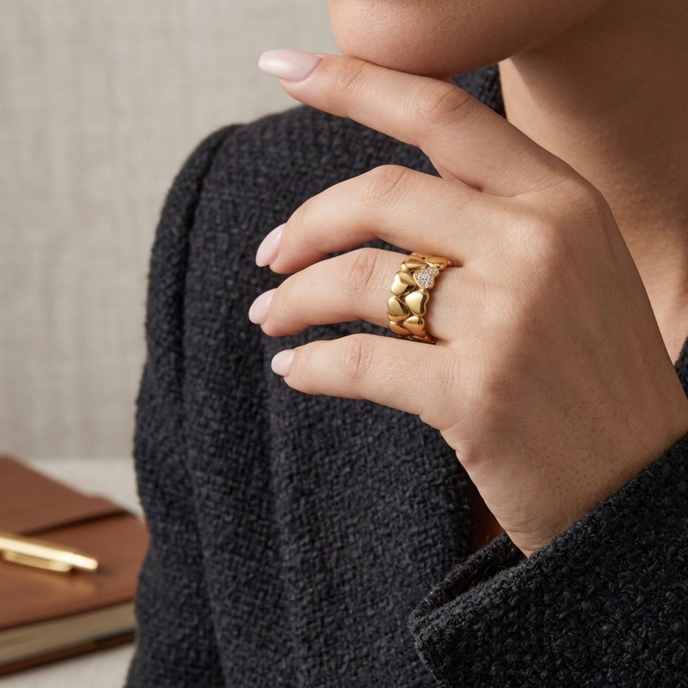 Ashe Heartlight Gold Band