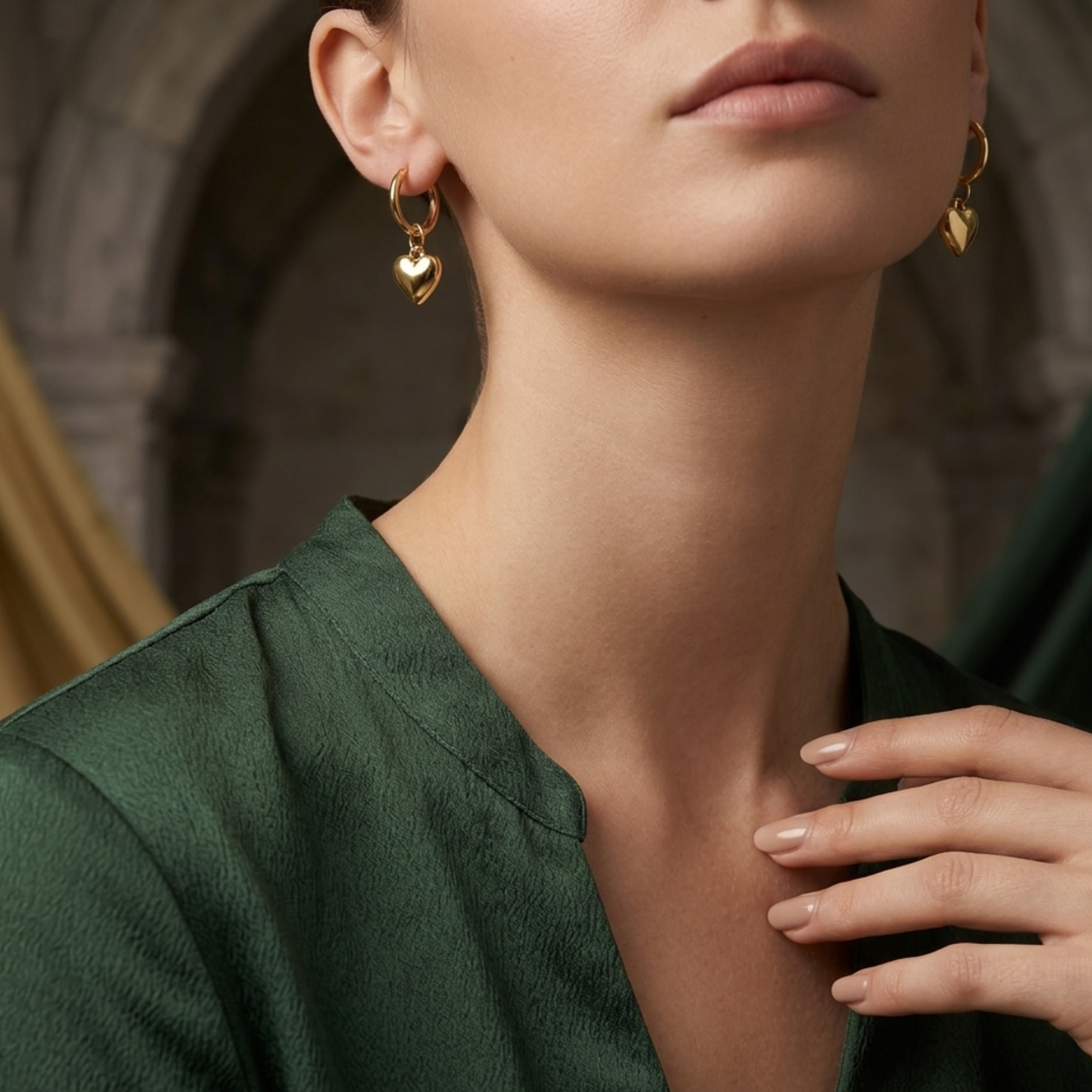 Sorelle Heart Accent Hoop Earrings