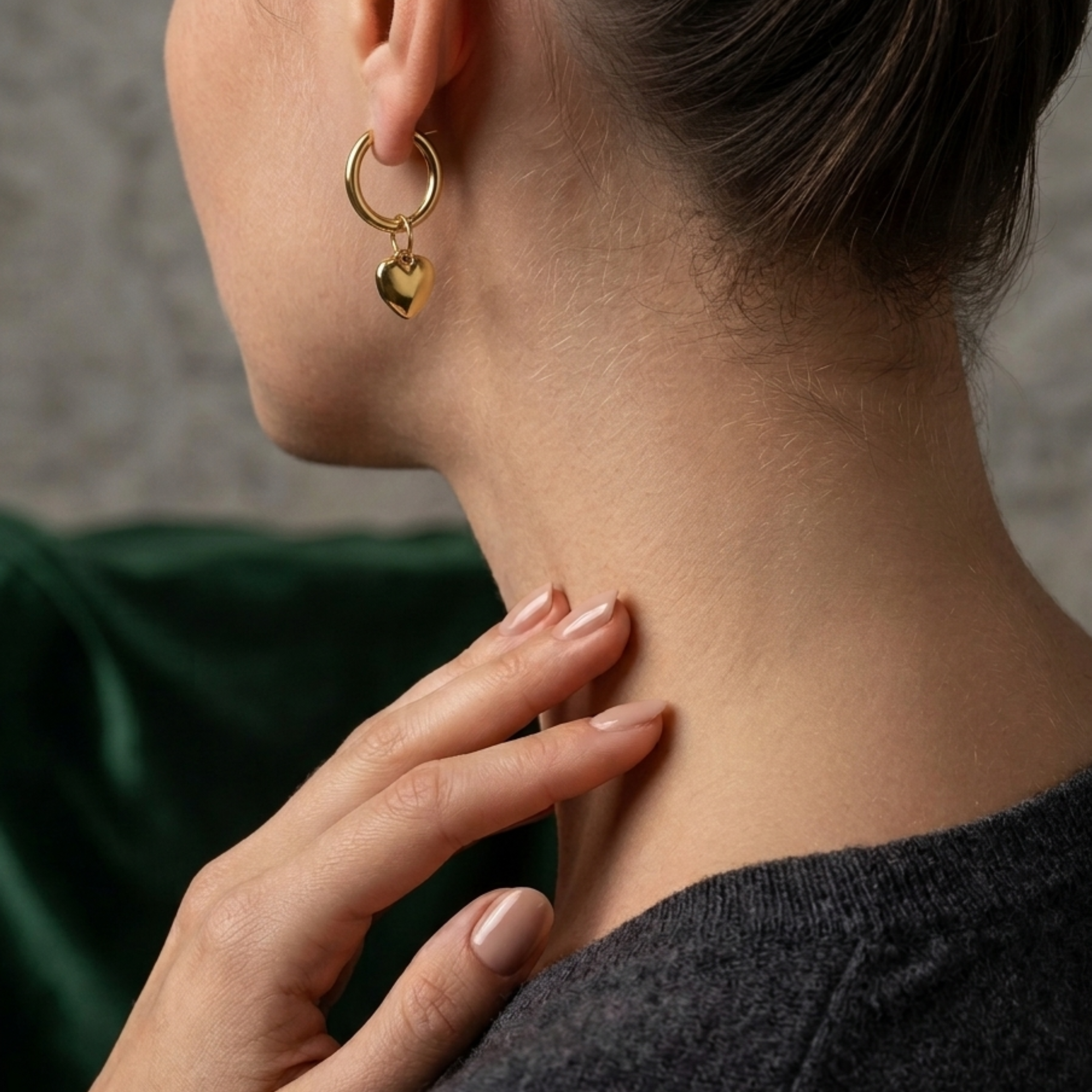 Sorelle Heart Accent Hoop Earrings