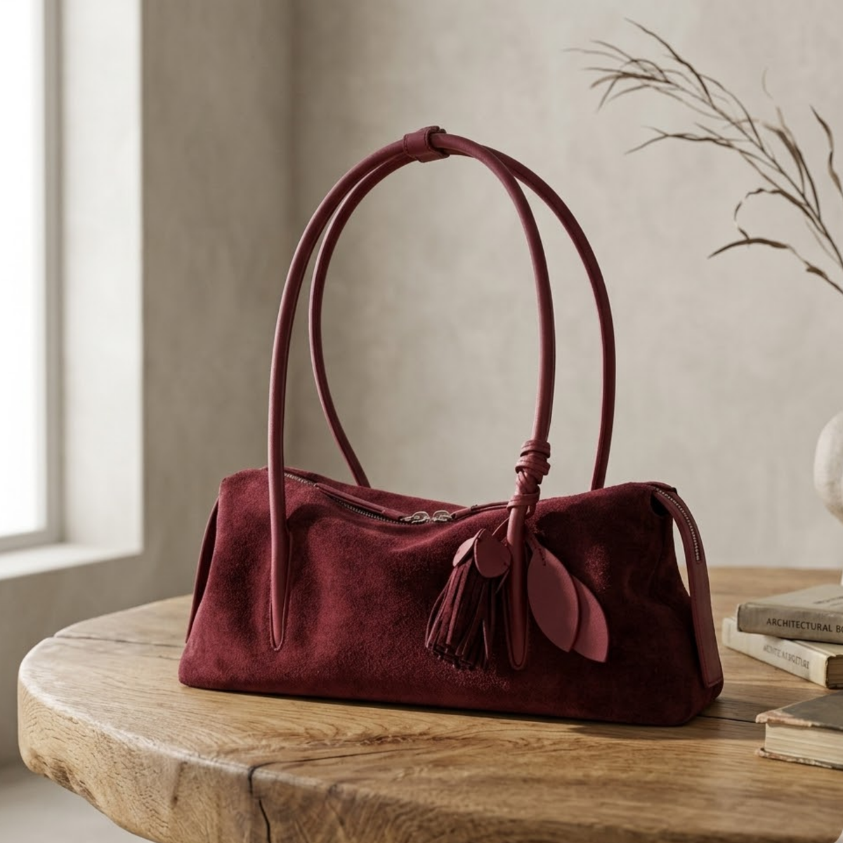 Amaranthe Genuine Leather Tassel Pendant Shoulder Pillow Bag