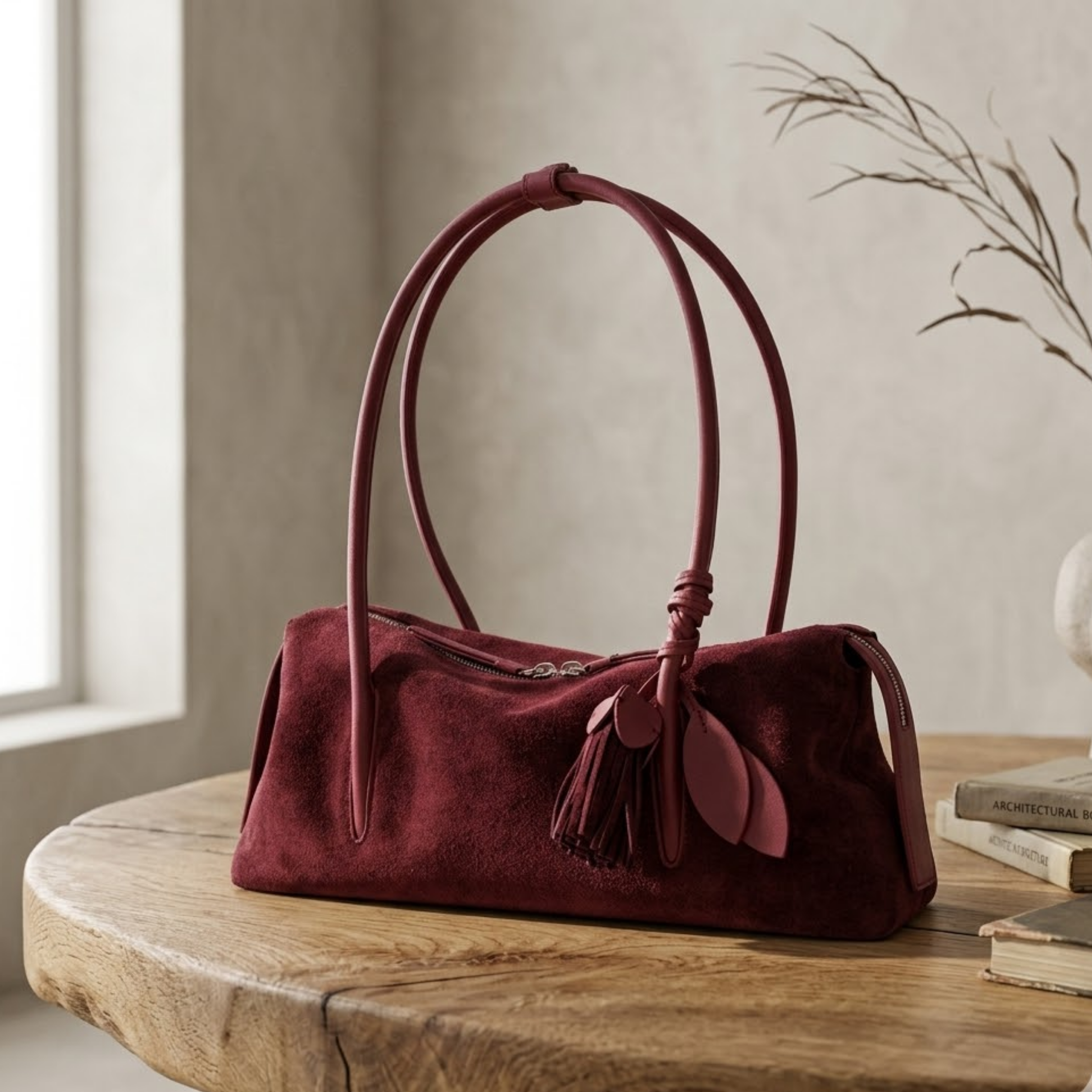 Amaranthe Genuine Leather Tassel Pendant Shoulder Pillow Bag