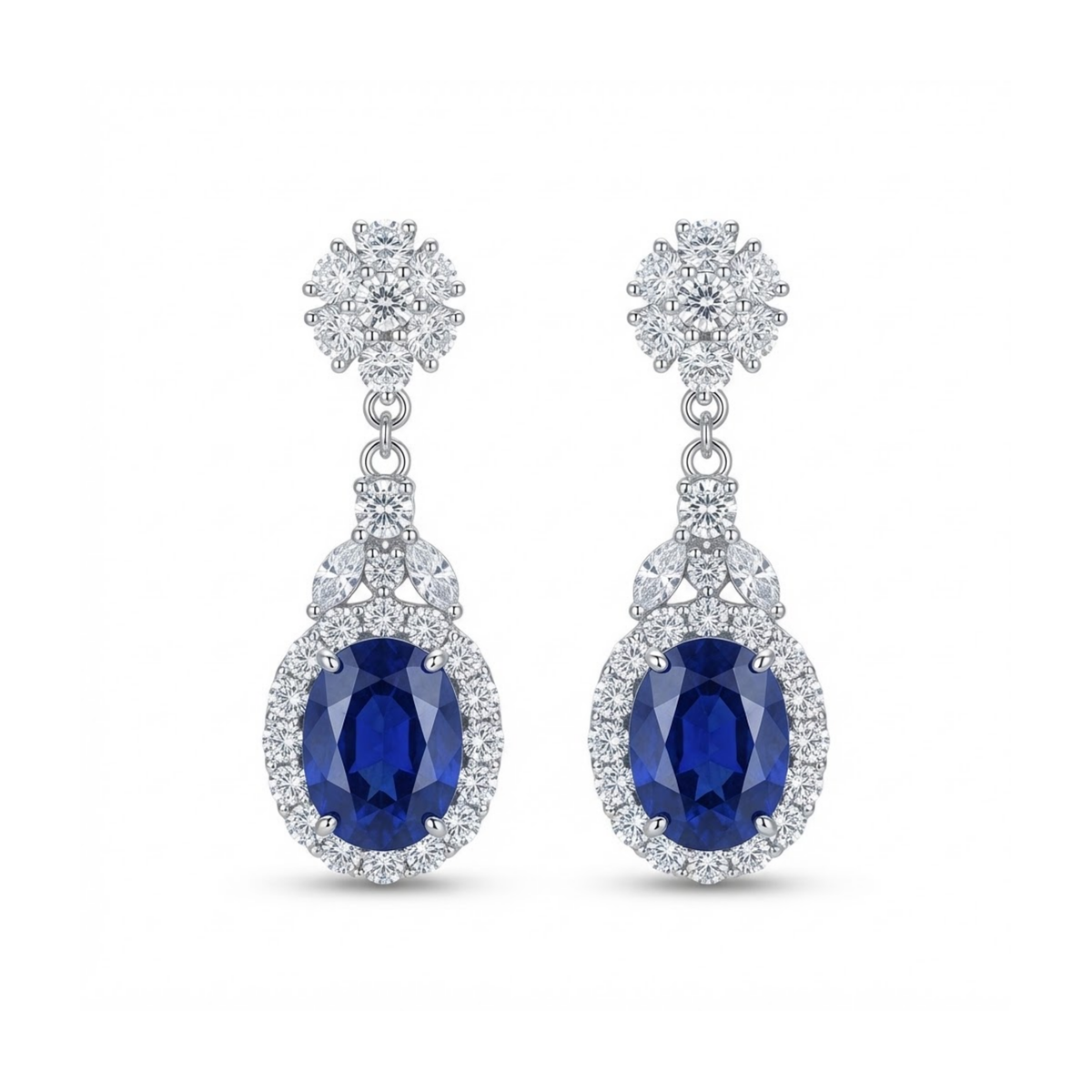 Boucles d’oreilles pendantes en cristal saphir Aurora