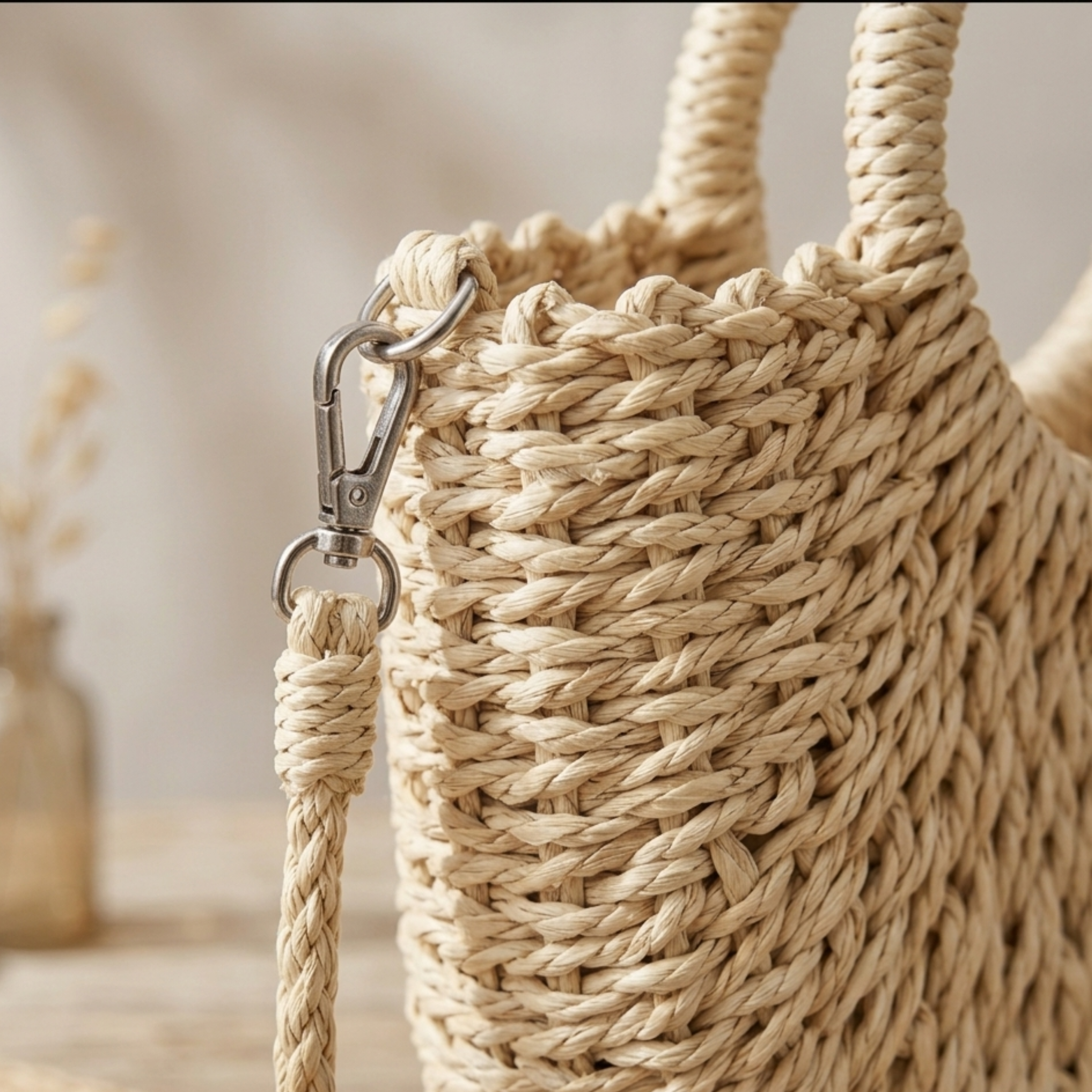 Handcrafted Half-Round Rattan Woven Crossbody Handbag - Sustainable Bag