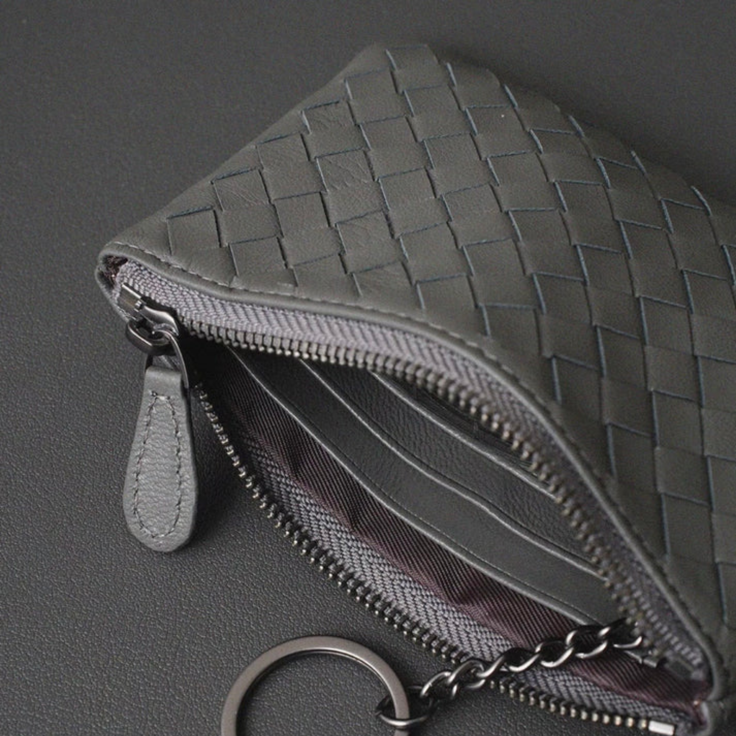 Jaeira Handwoven Lambskin Key Fob & Card Wallet