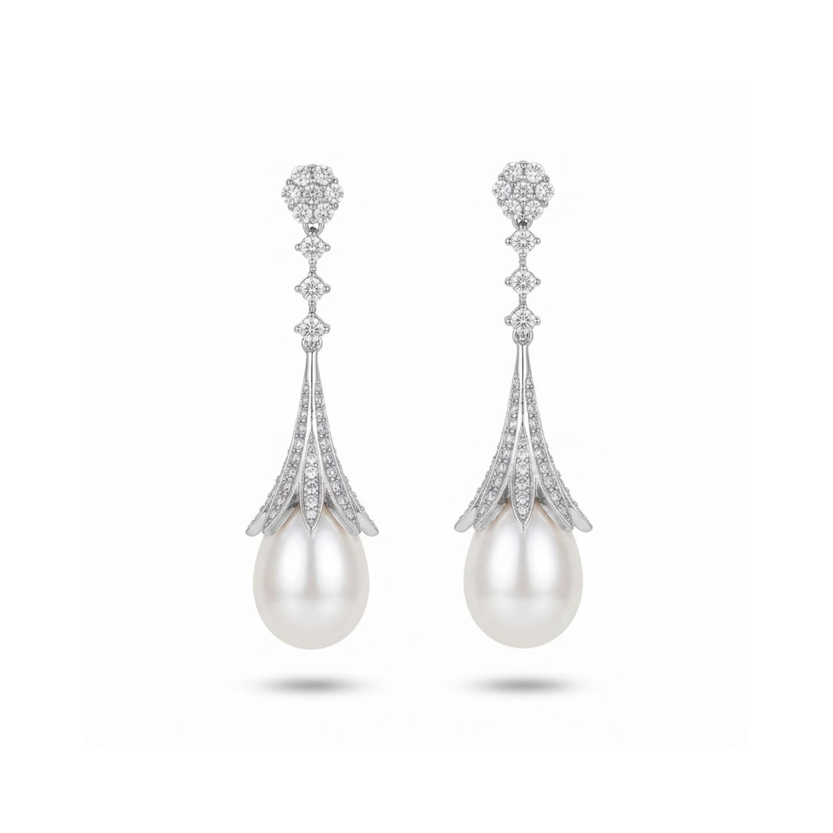 Zafrina Blossom-Topped Pearlescent Drop Earrings