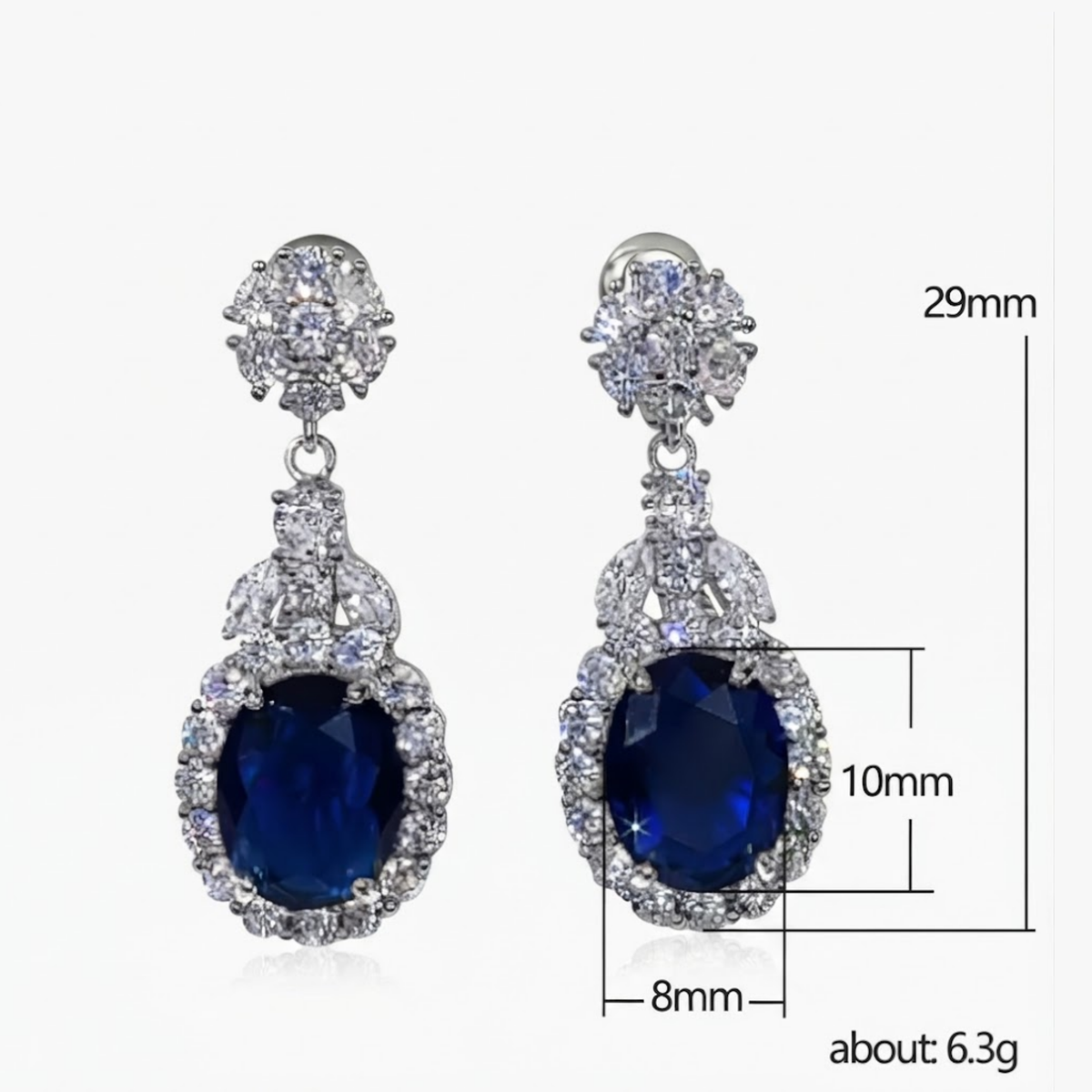 Boucles d’oreilles pendantes en cristal saphir Aurora