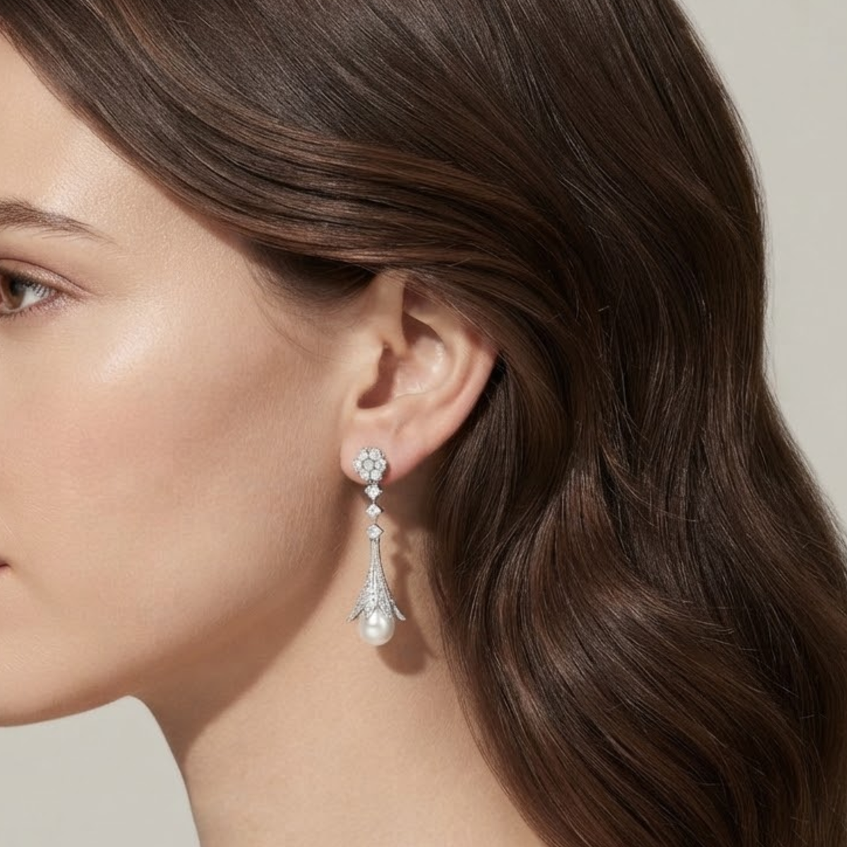 Zafrina Blossom-Topped Pearlescent Drop Earrings