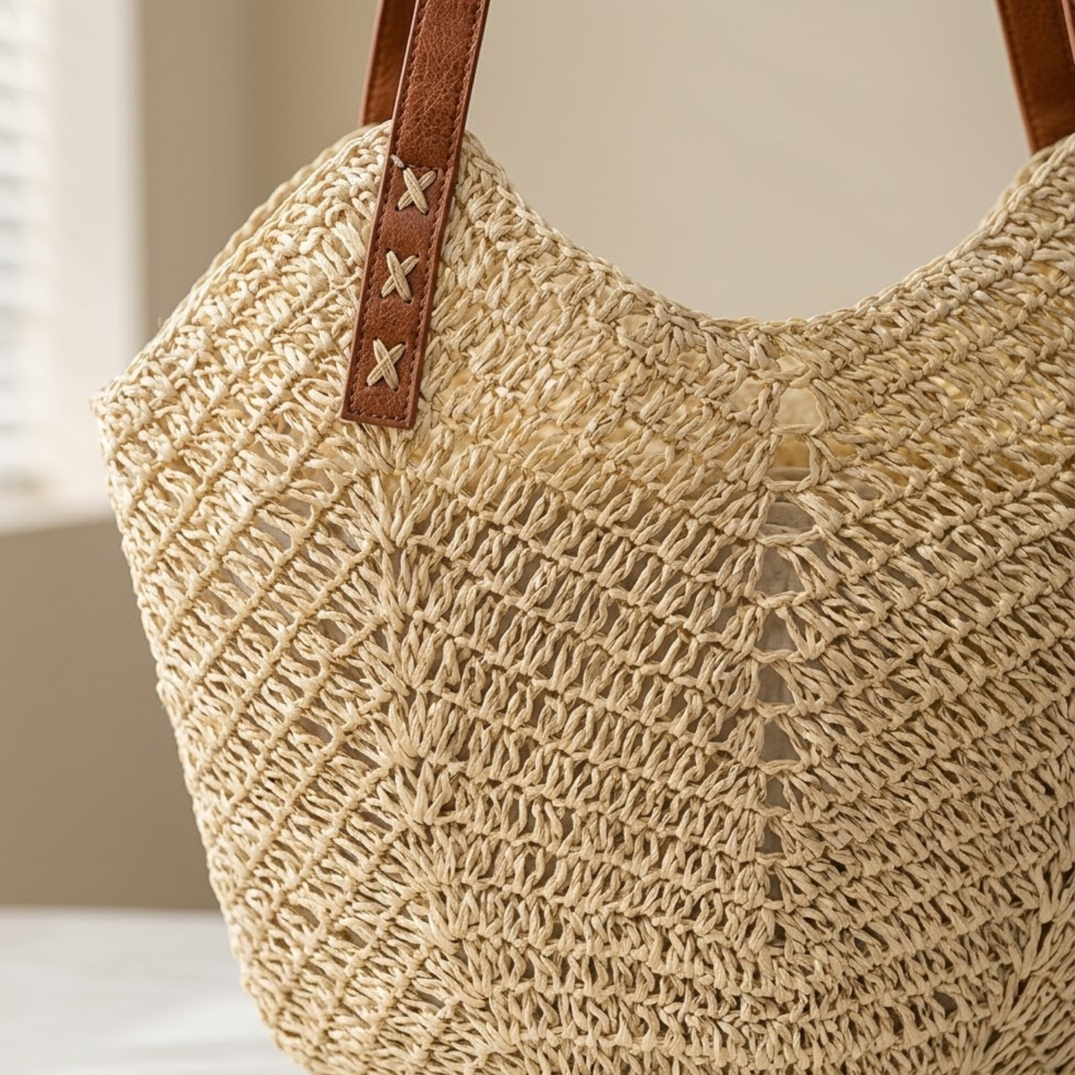 Sac cabas côtier classique en raphia tissé à la main – Sac durable