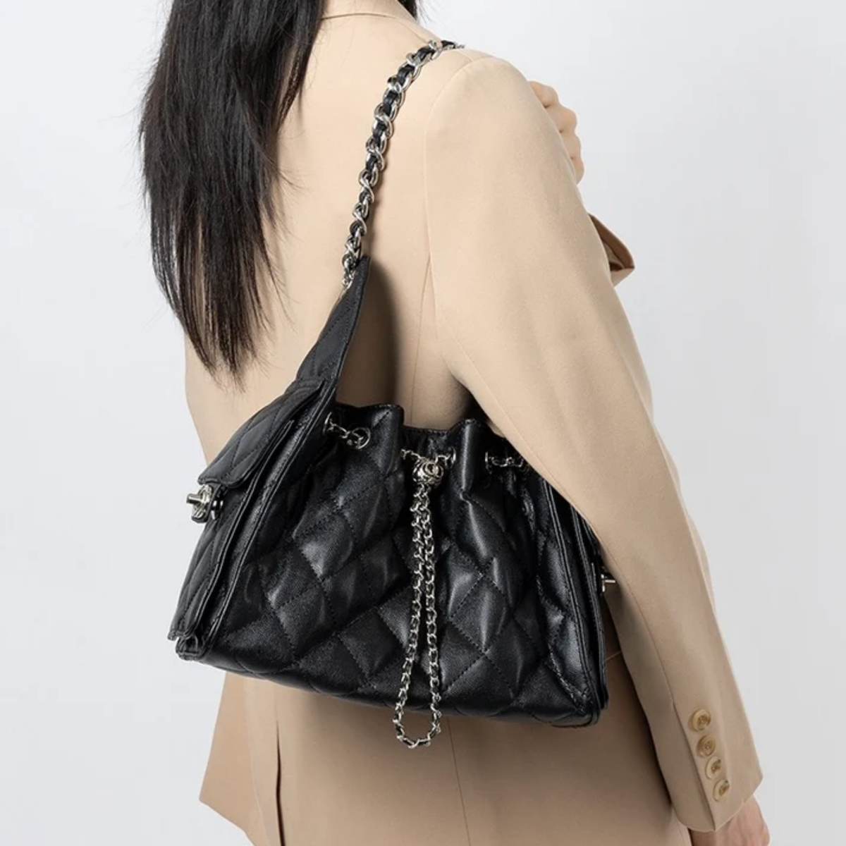 Sac seau épaule en cuir véritable Elvra