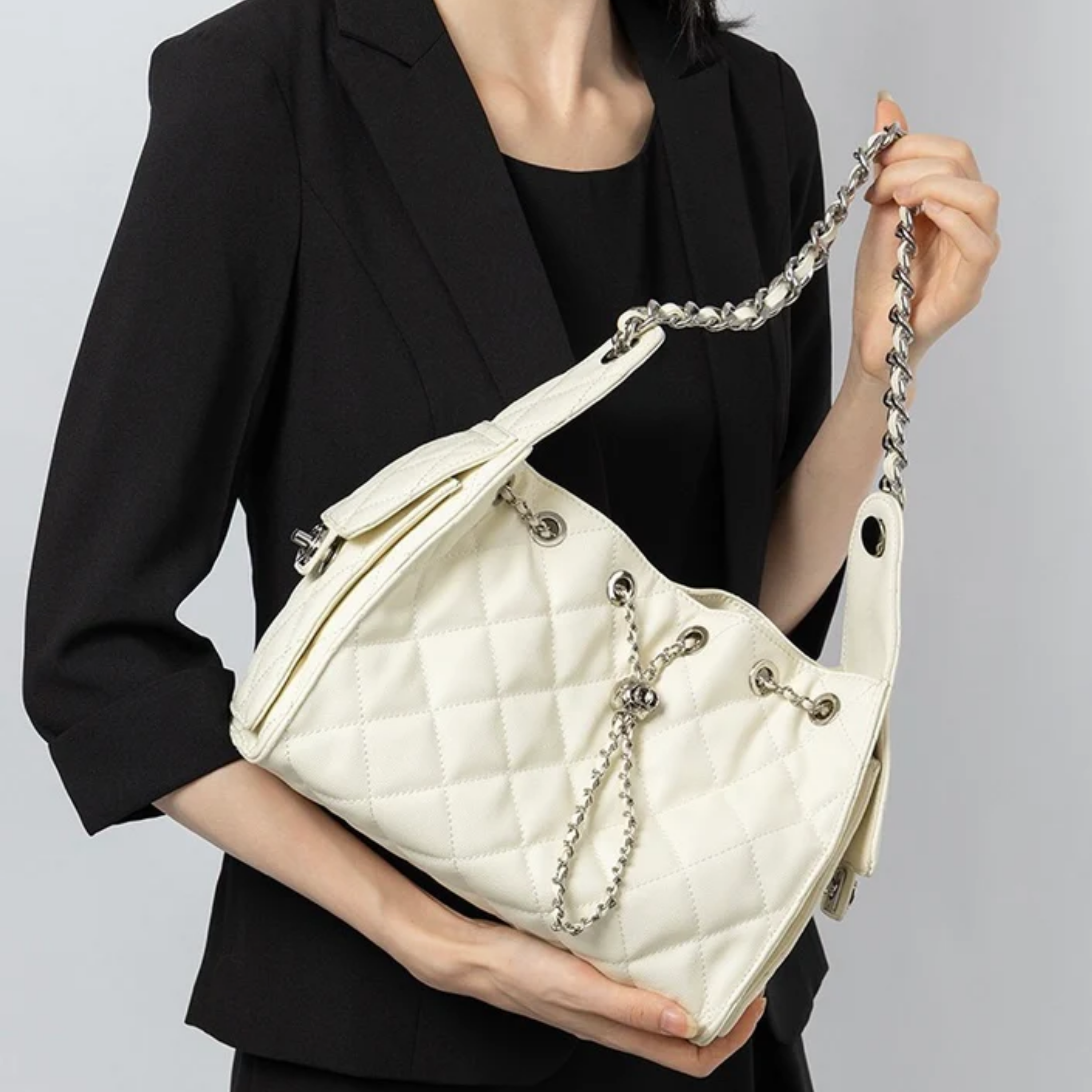 Elvra Genuine Leather Bucket Shoulder Bag