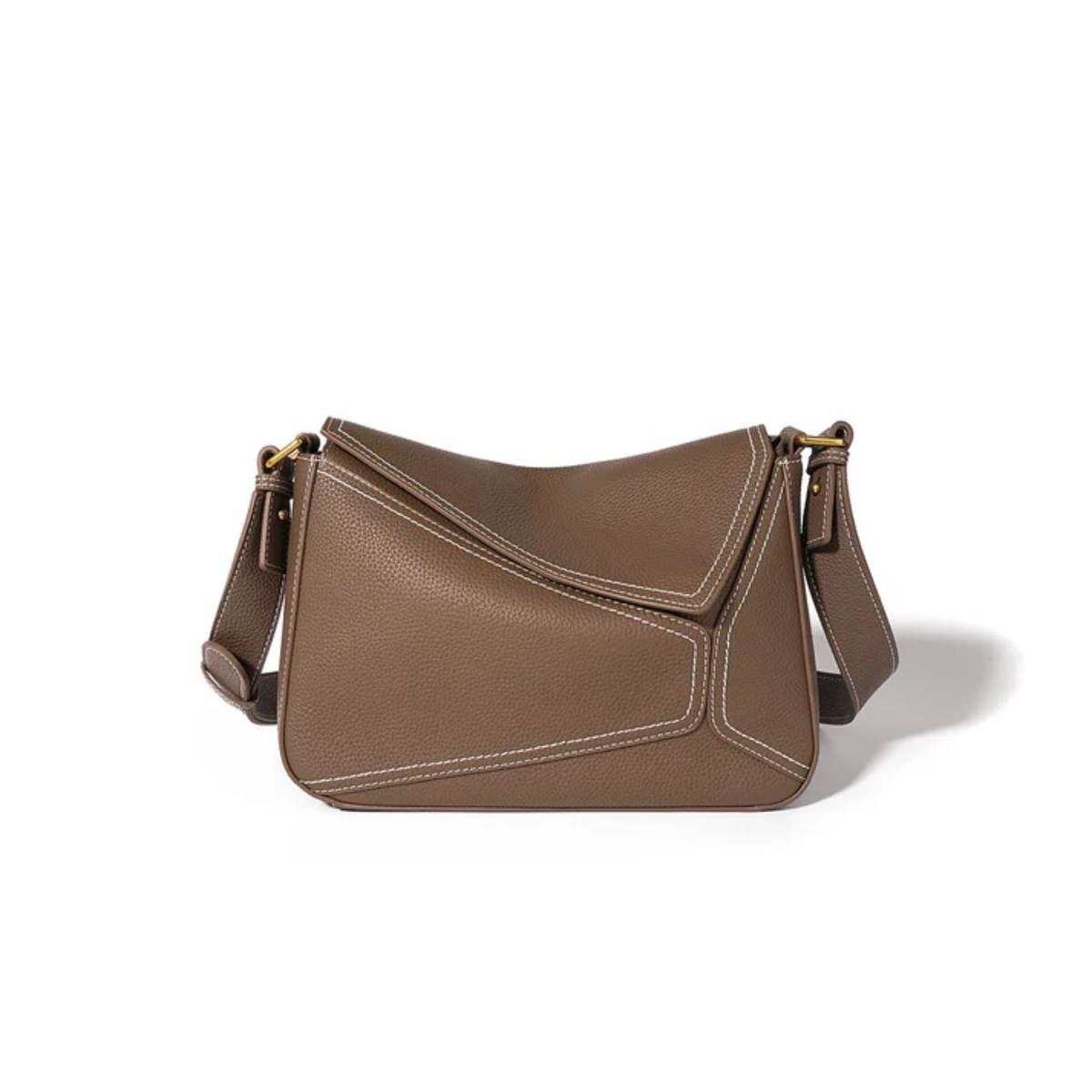 Sac bandoulière géométrique en cuir véritable Zephyss