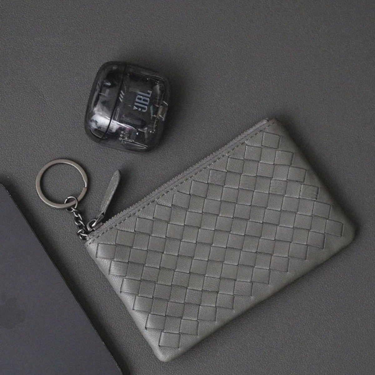 Jaeira Handwoven Lambskin Key Fob & Card Wallet