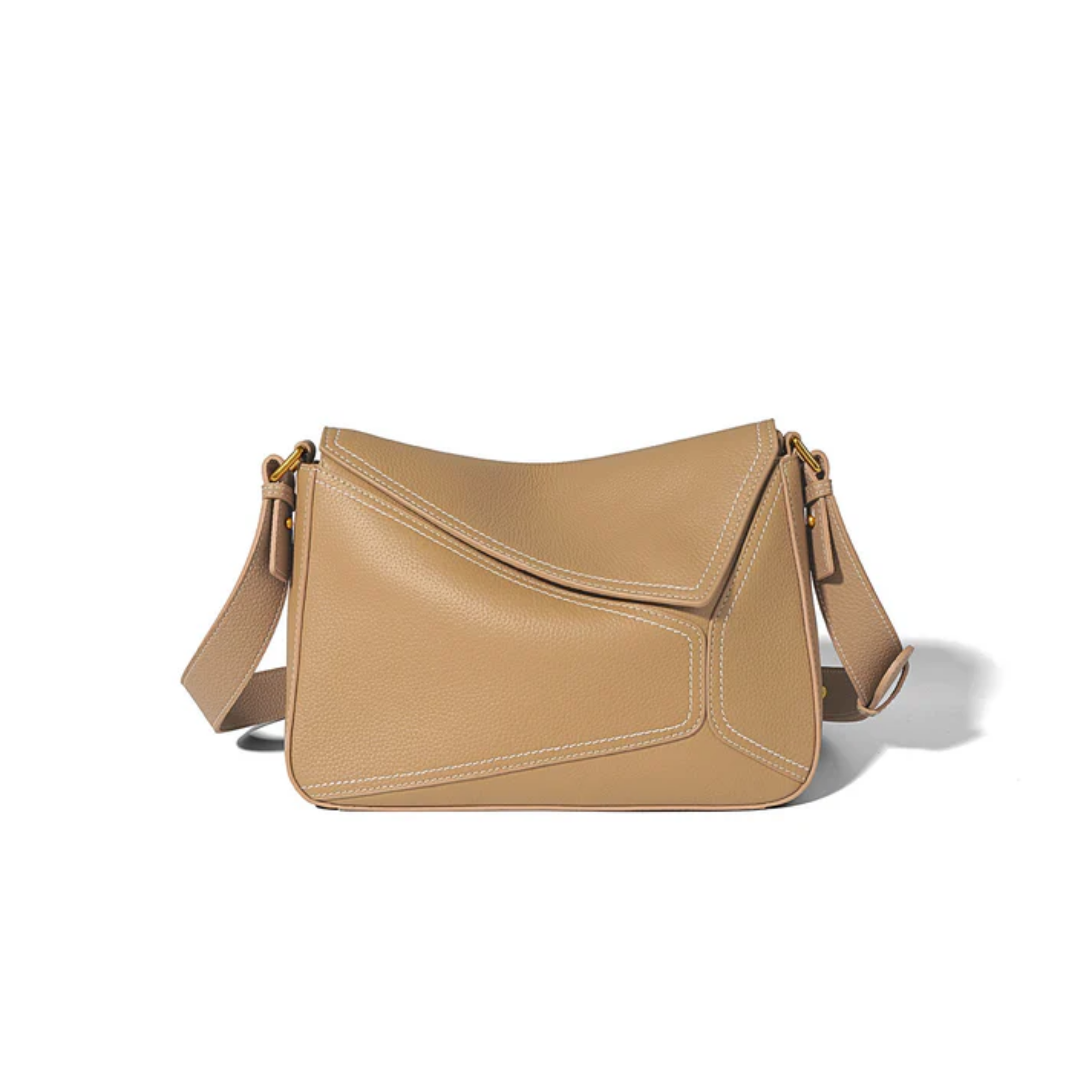 Zephyss Genuine Leather Geometric Shoulder Crossbody Bag