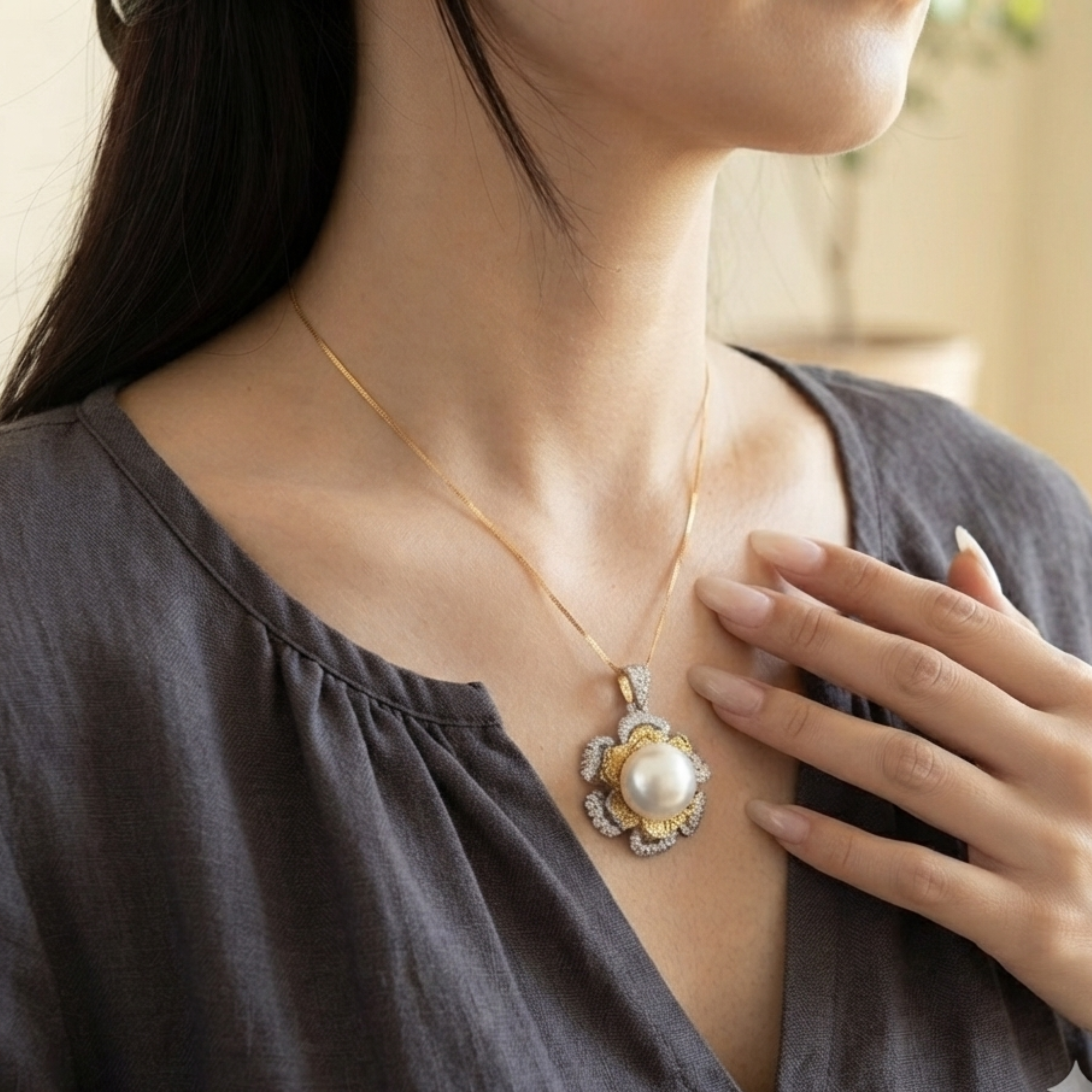 Lysandra Big Pearl Pendant Necklace