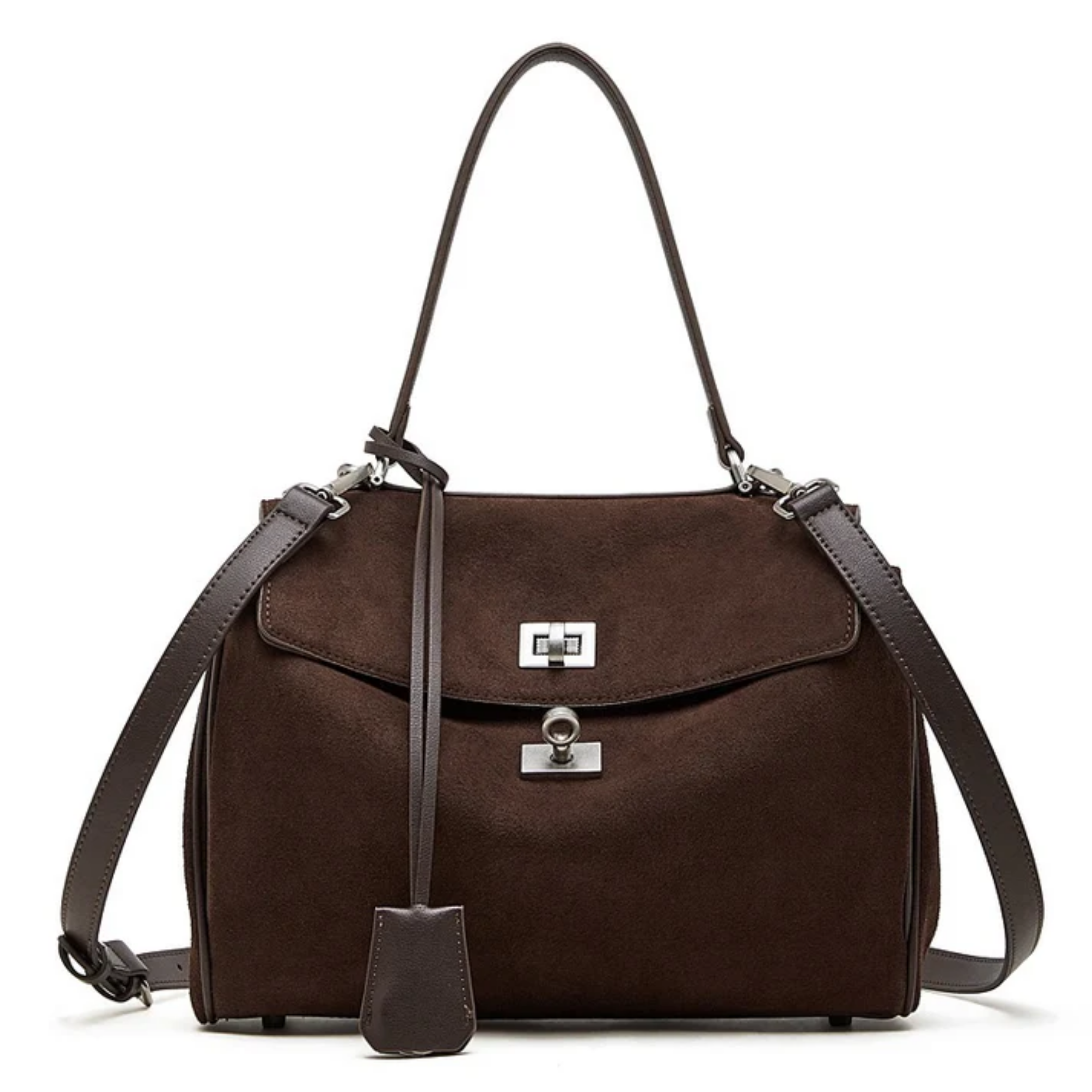Sylvae Soft Suede Genuine Leather Top-Handle Bag