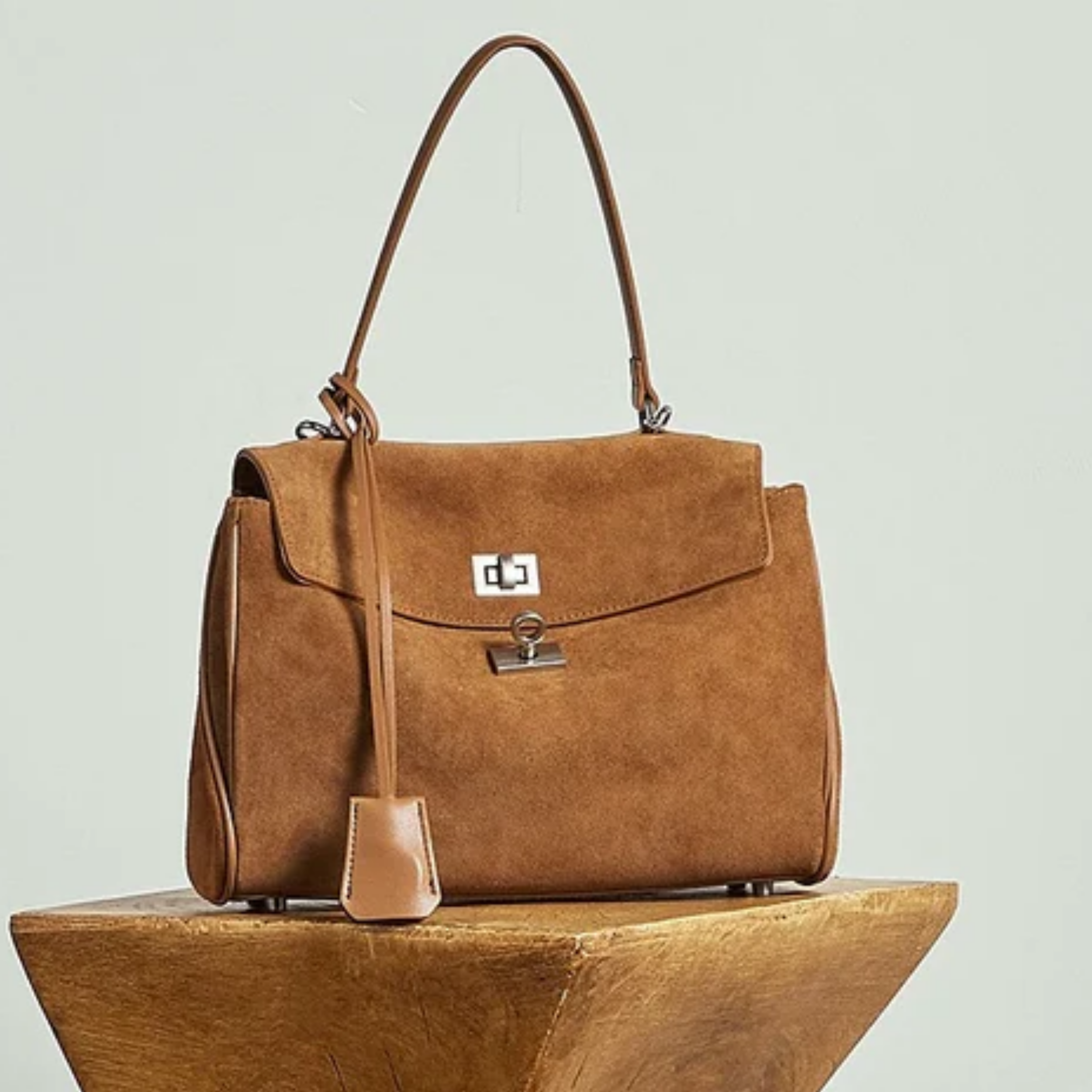 Sylvae Soft Suede Genuine Leather Top-Handle Bag