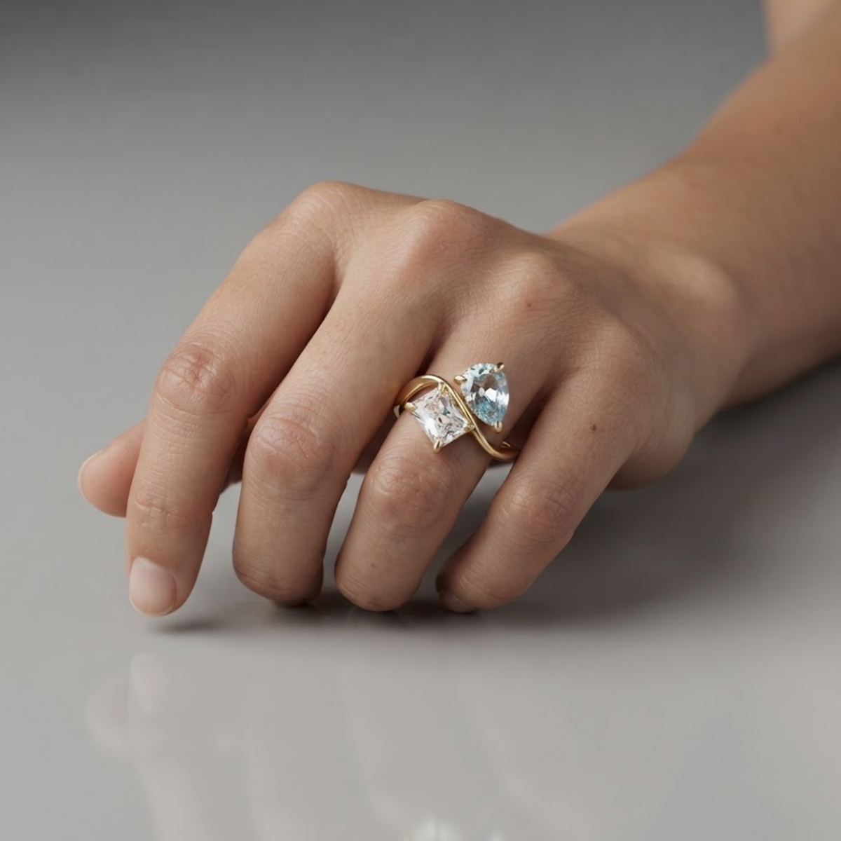 Alethiea Selene Birthstone Gold Ring