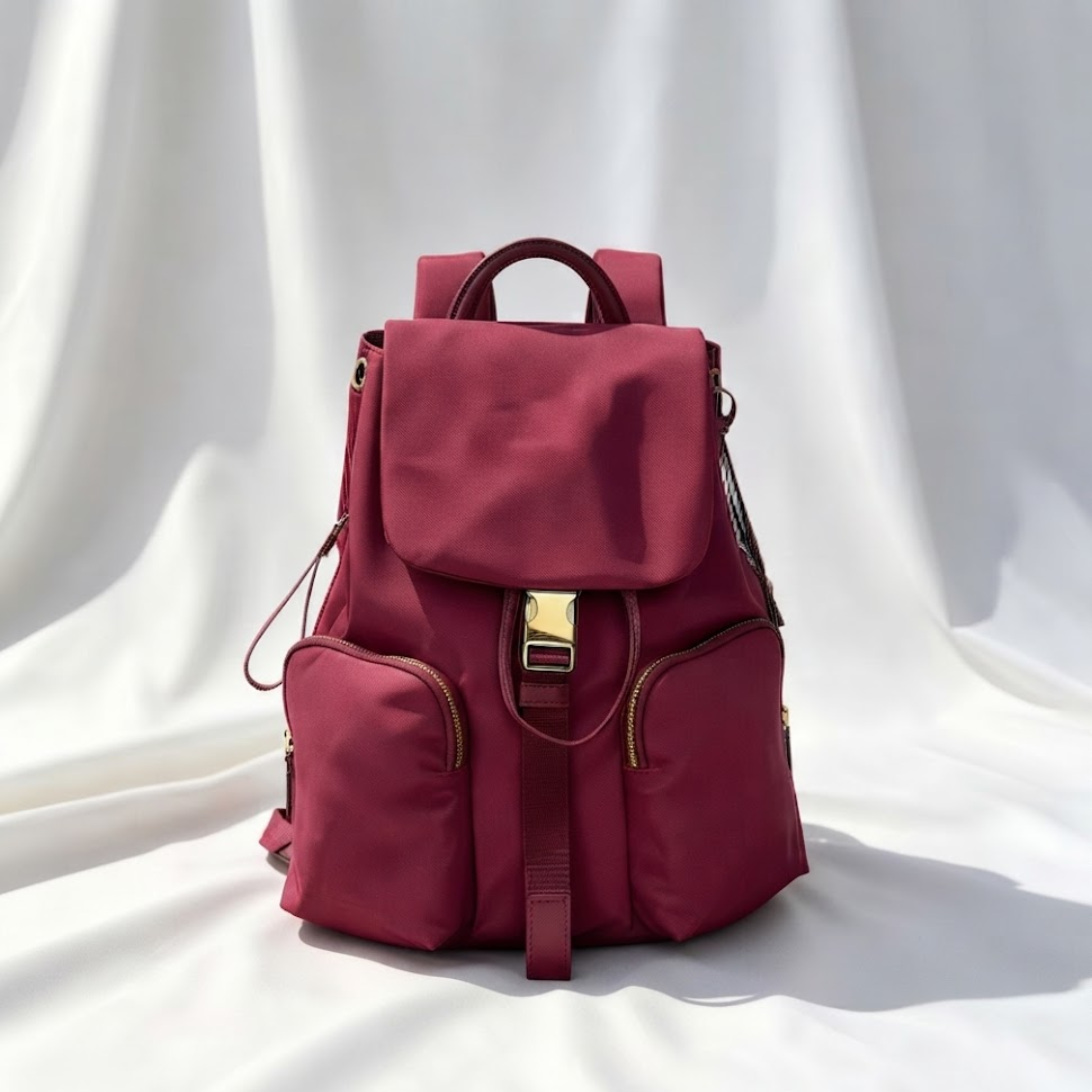 Carmine Nylon Drawstring Backpack