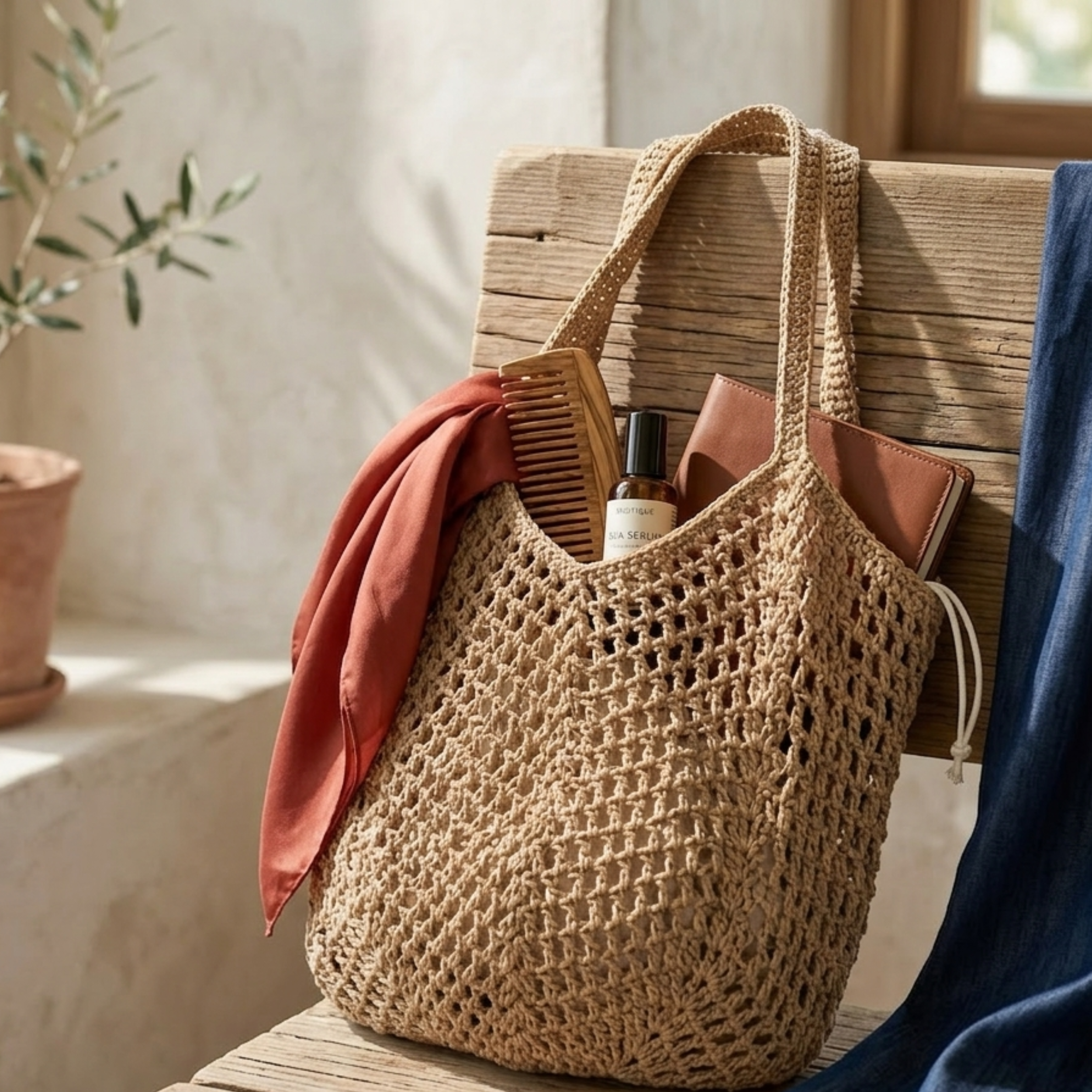 Retro Hand-Knitted Hollow Woven Shoulder Bag – Sustainable Bag