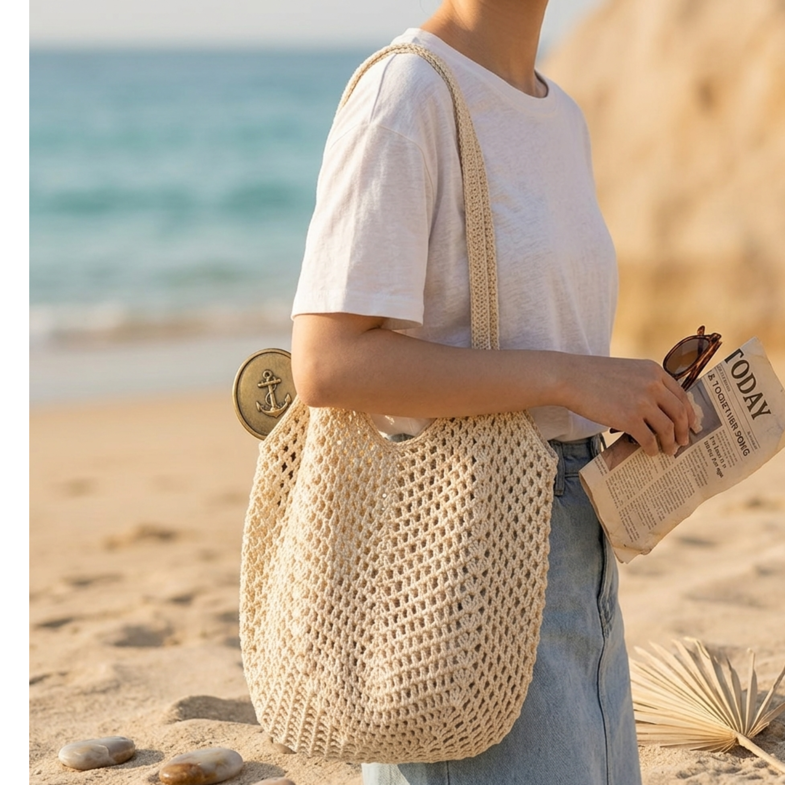 Retro Hand-Knitted Hollow Woven Shoulder Bag – Sustainable Bag