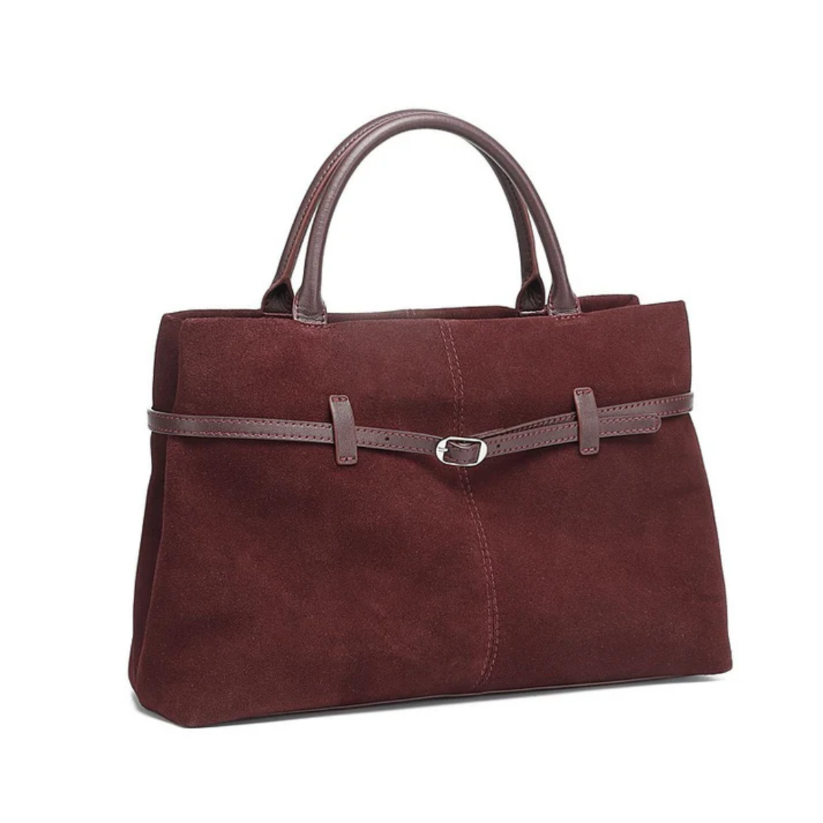 Elyra Suede Structured Genuine Leather Tote Bag