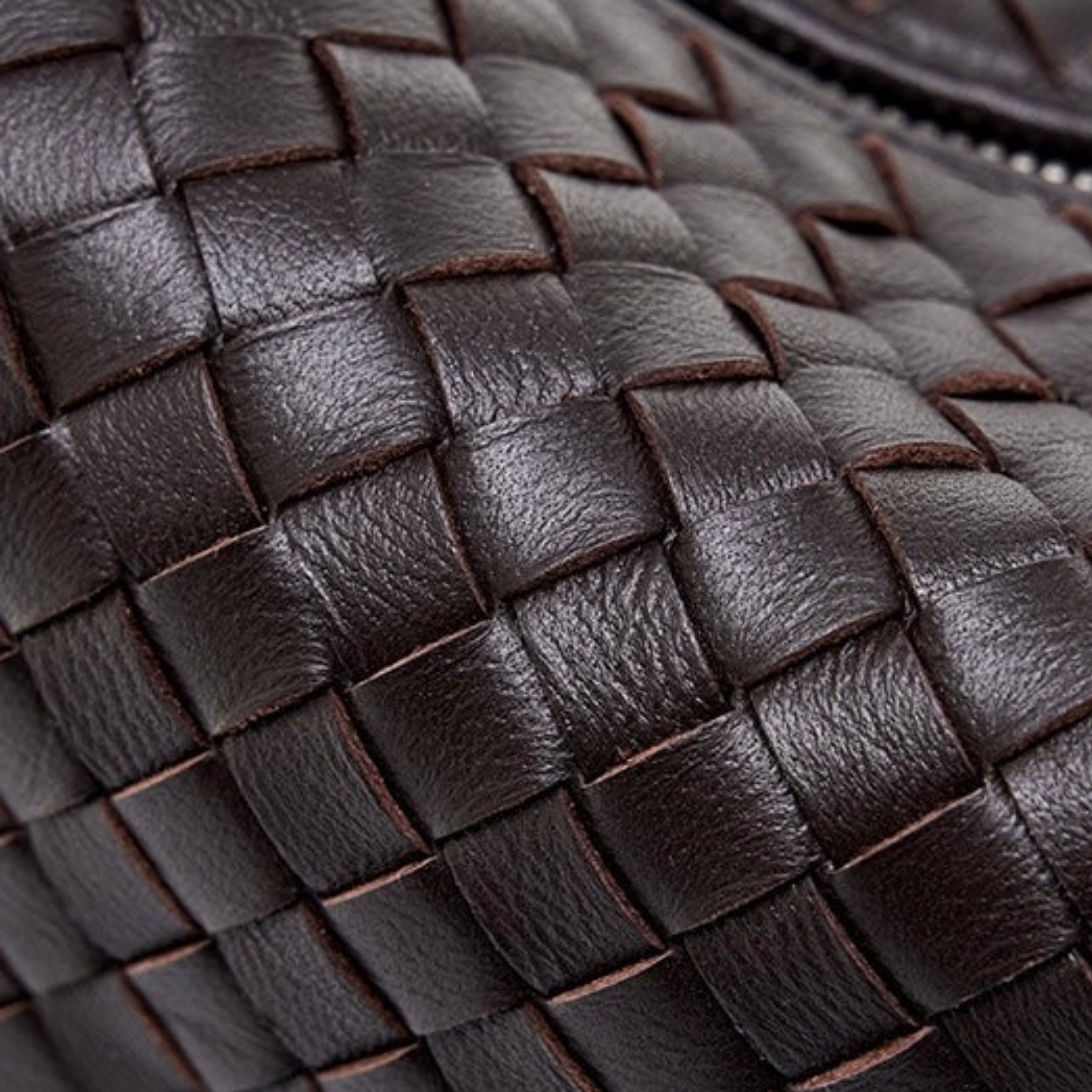 Elaréa Genuine Sheepskin Leather Woven Clutch Bag with Chain Strap
