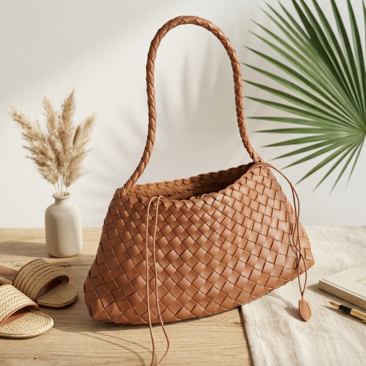 Borsa secchiello artigianale intrecciata a mano a forma di barca a vela - Borsa sostenibile