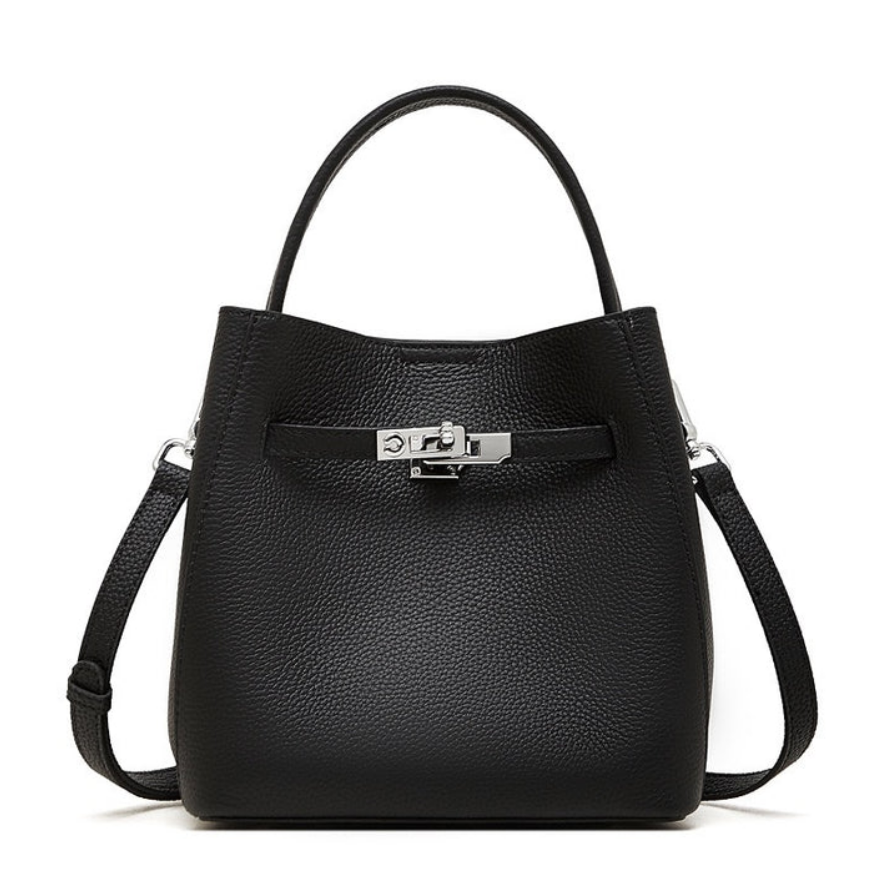 Louisse Genuine Leather Basket Bucket Bag