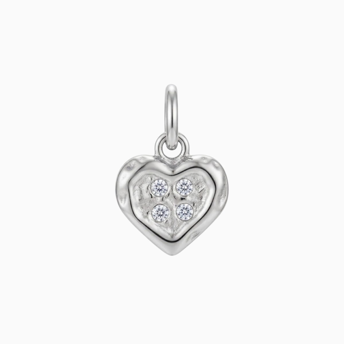 Charms - Silver Four Gem Heart Pendant