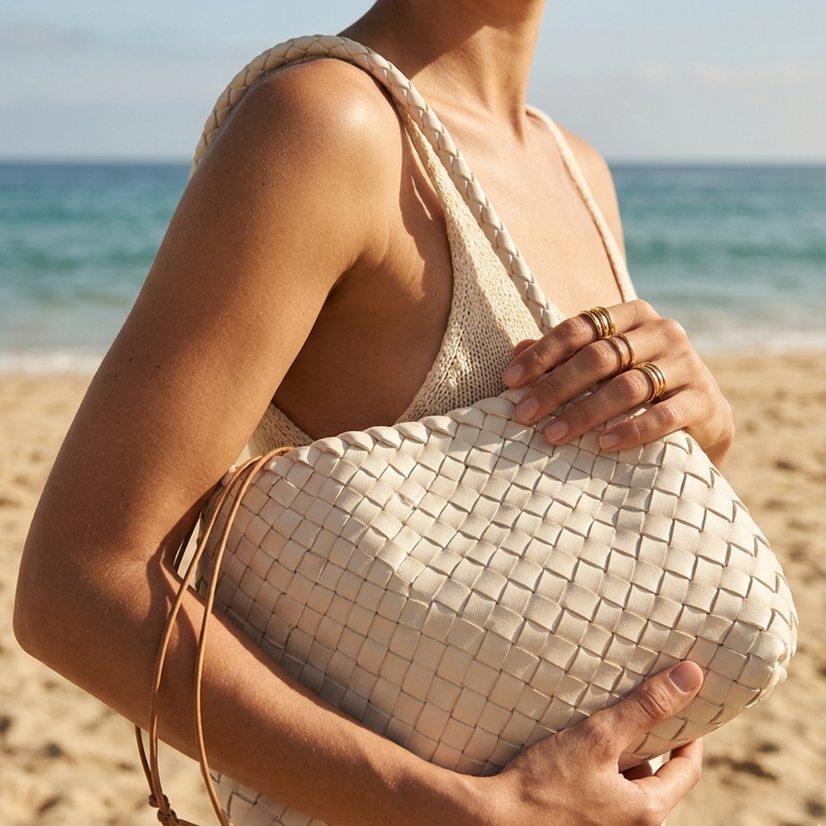 Borsa secchiello artigianale intrecciata a mano a forma di barca a vela - Borsa sostenibile
