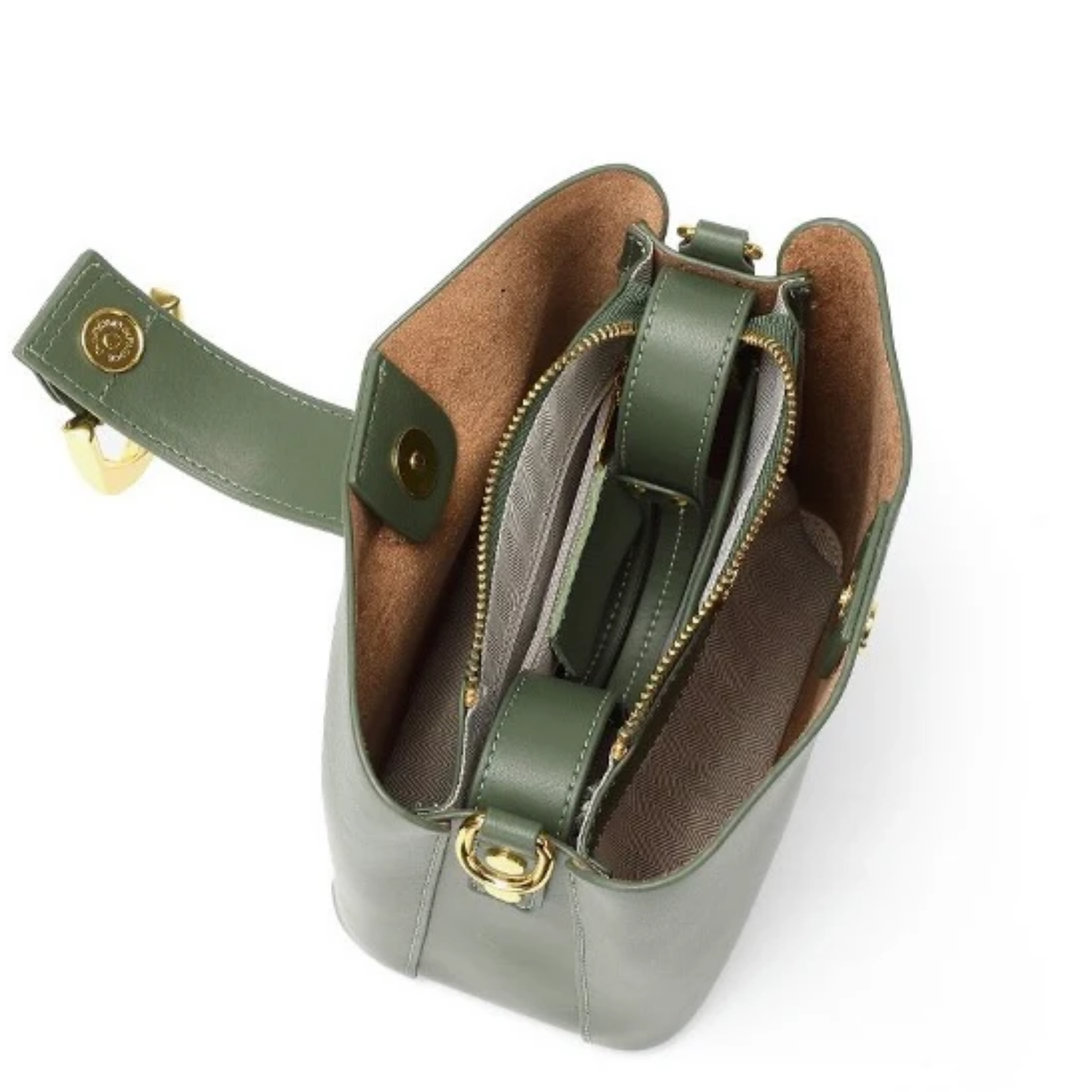 Cyrenza Genuine Leather Bucket Shoulder Bag