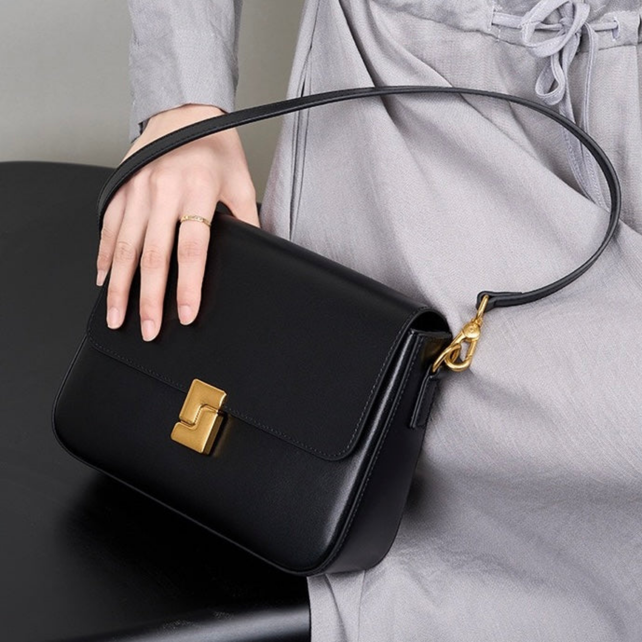 Violethé Genuine Leather Shoulder Box Bag