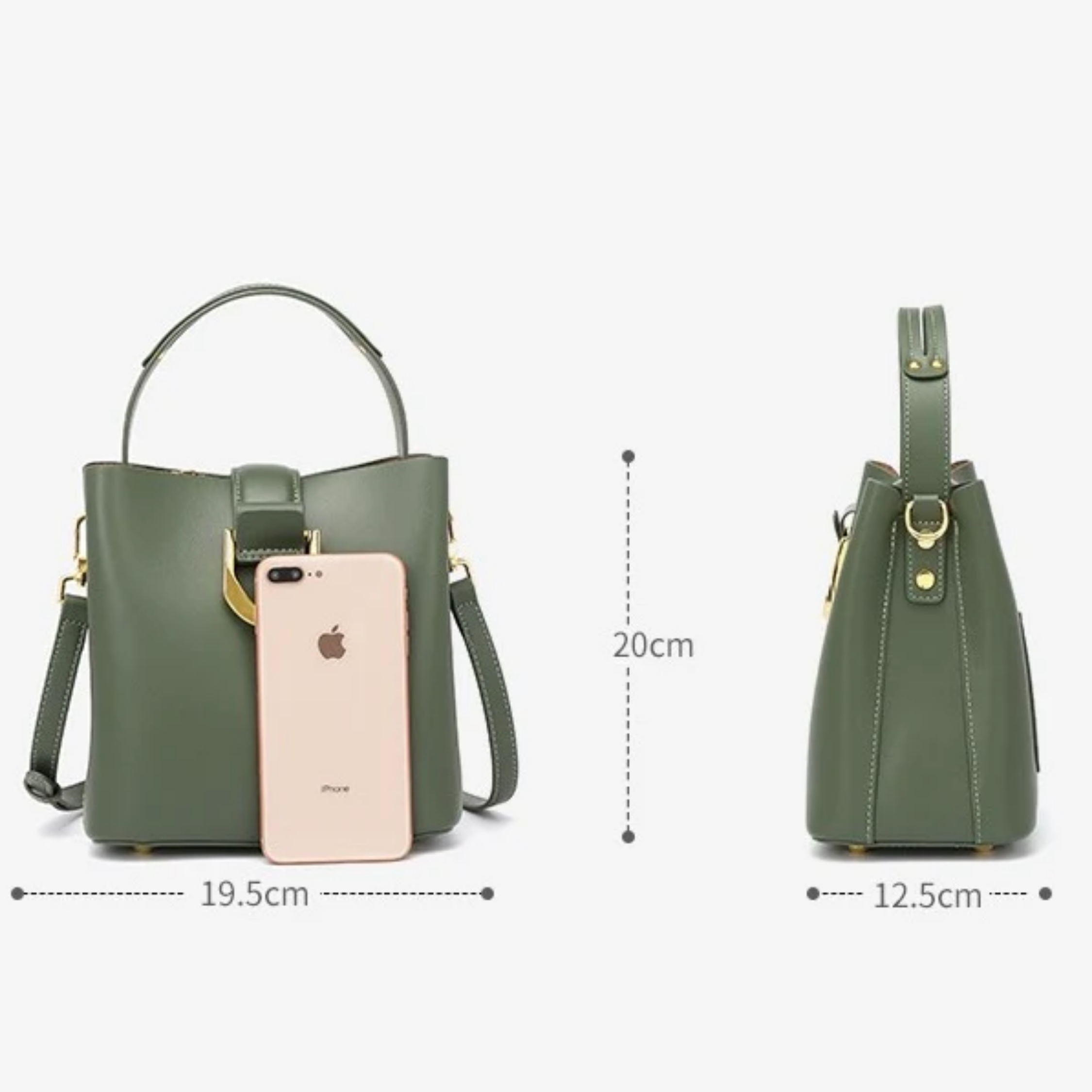 Cyrenza Genuine Leather Bucket Shoulder Bag