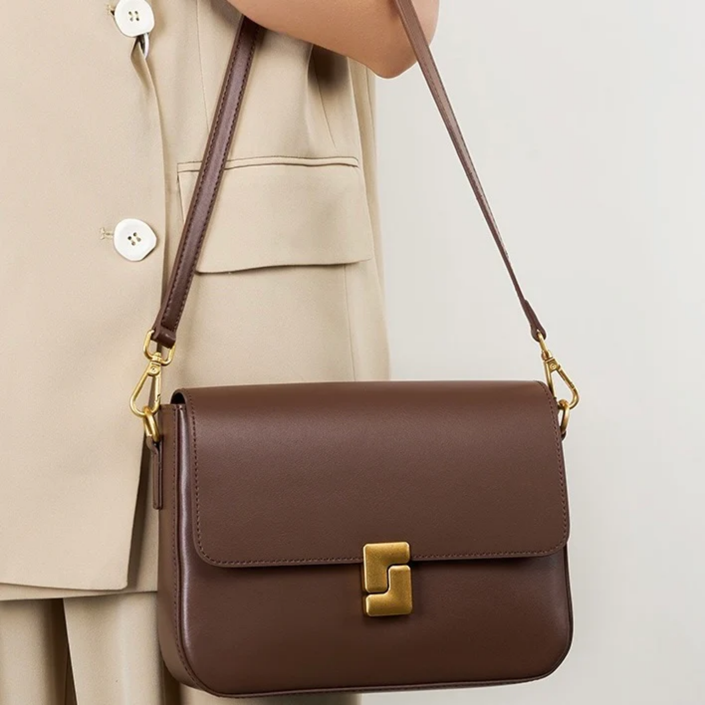 Violethé Genuine Leather Shoulder Box Bag