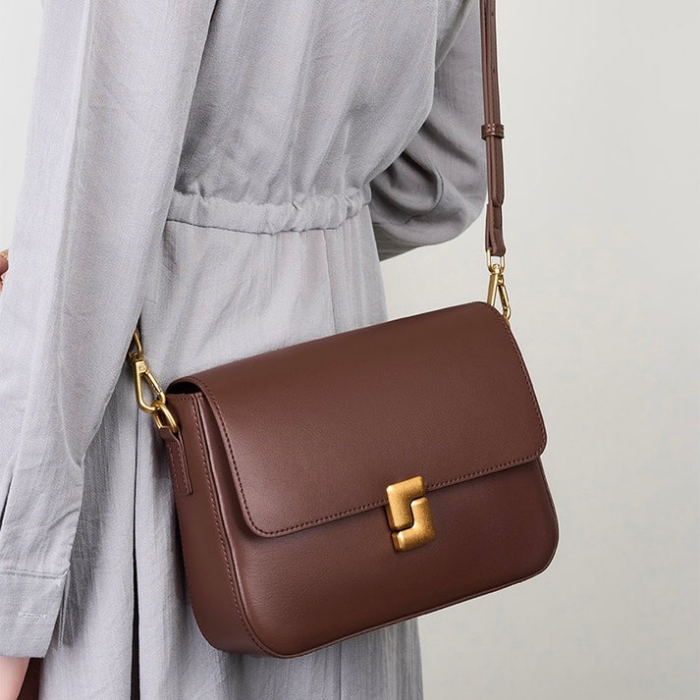 Violethé Genuine Leather Shoulder Box Bag