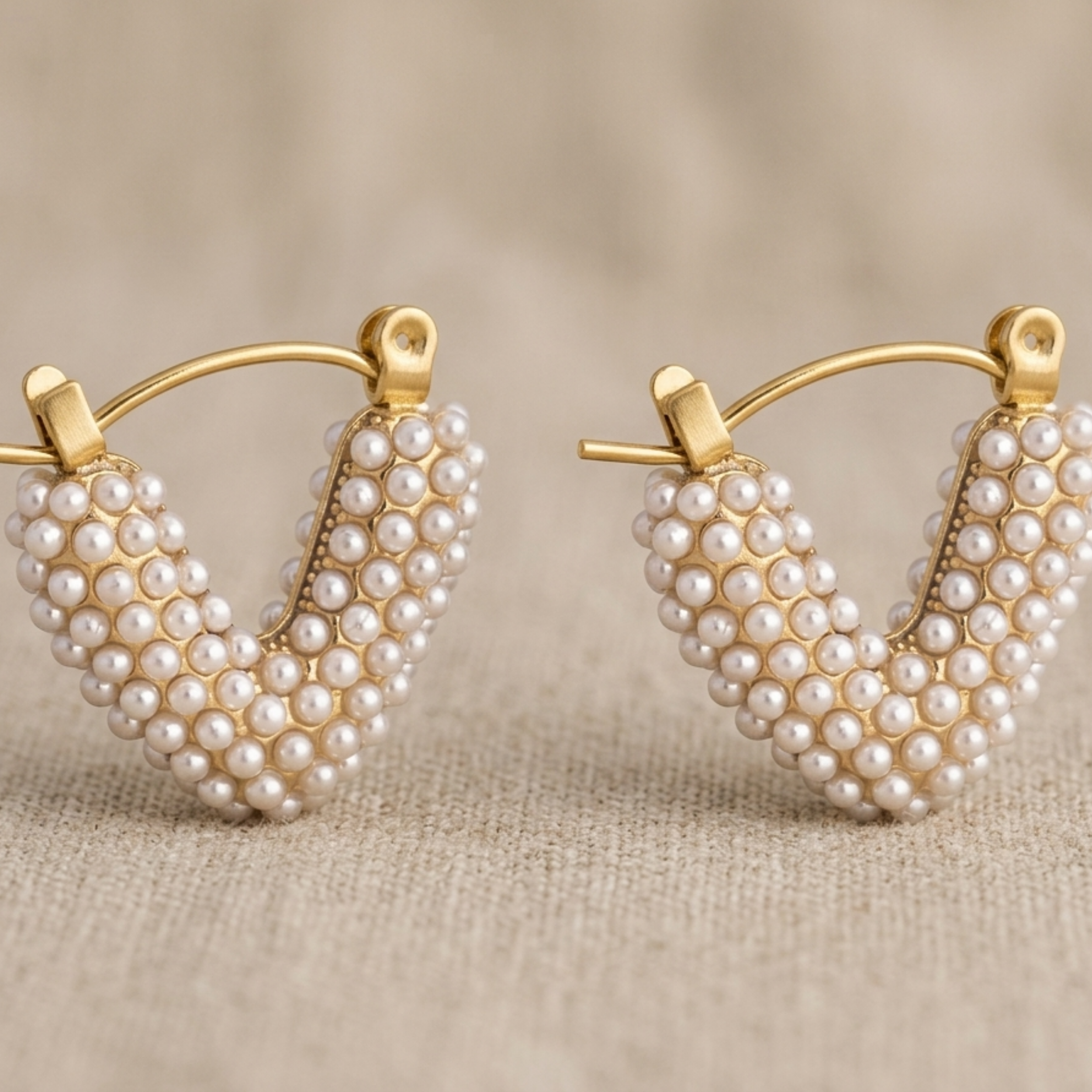 Gaia Heart Pearl Hoop Earrings