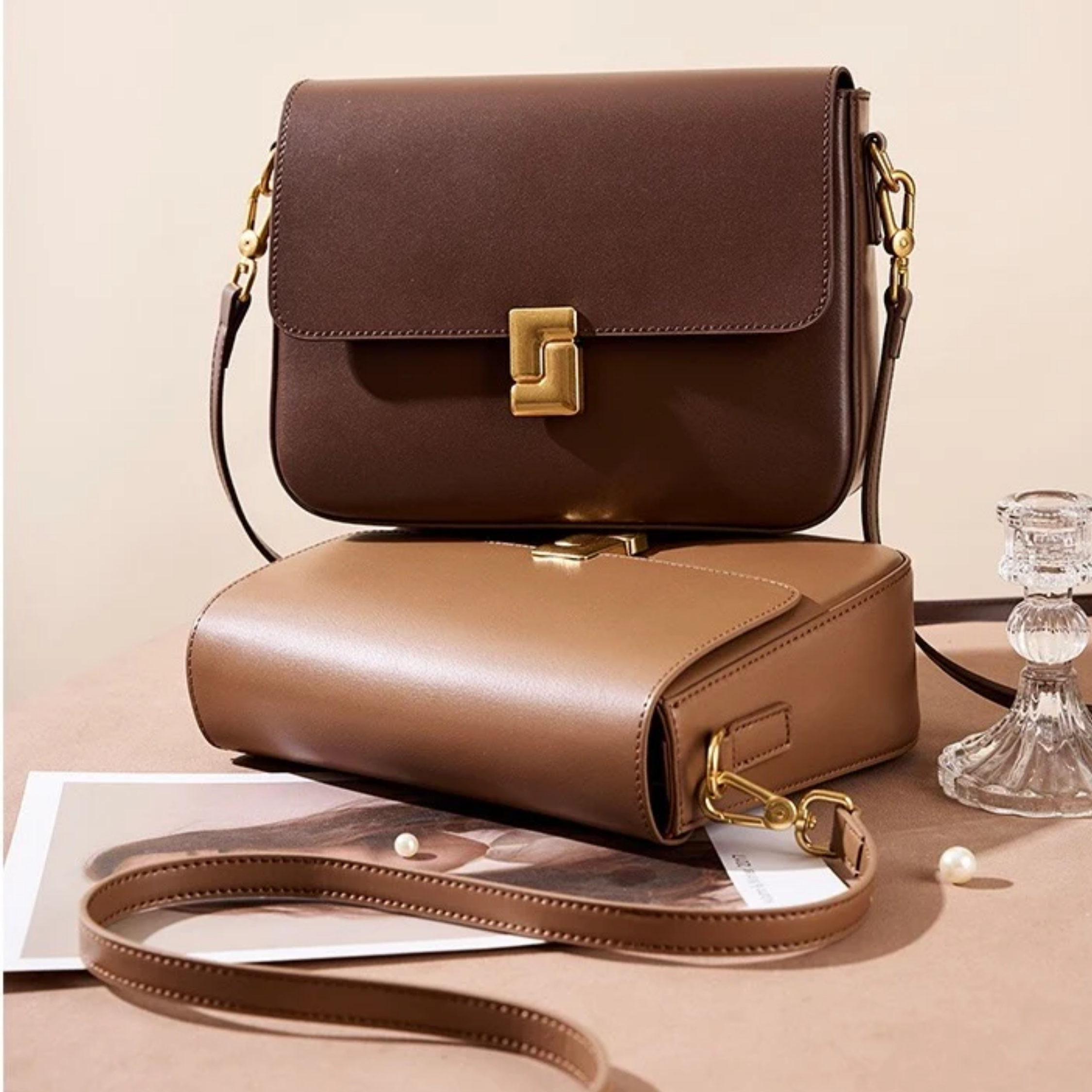 Violethé Genuine Leather Shoulder Box Bag