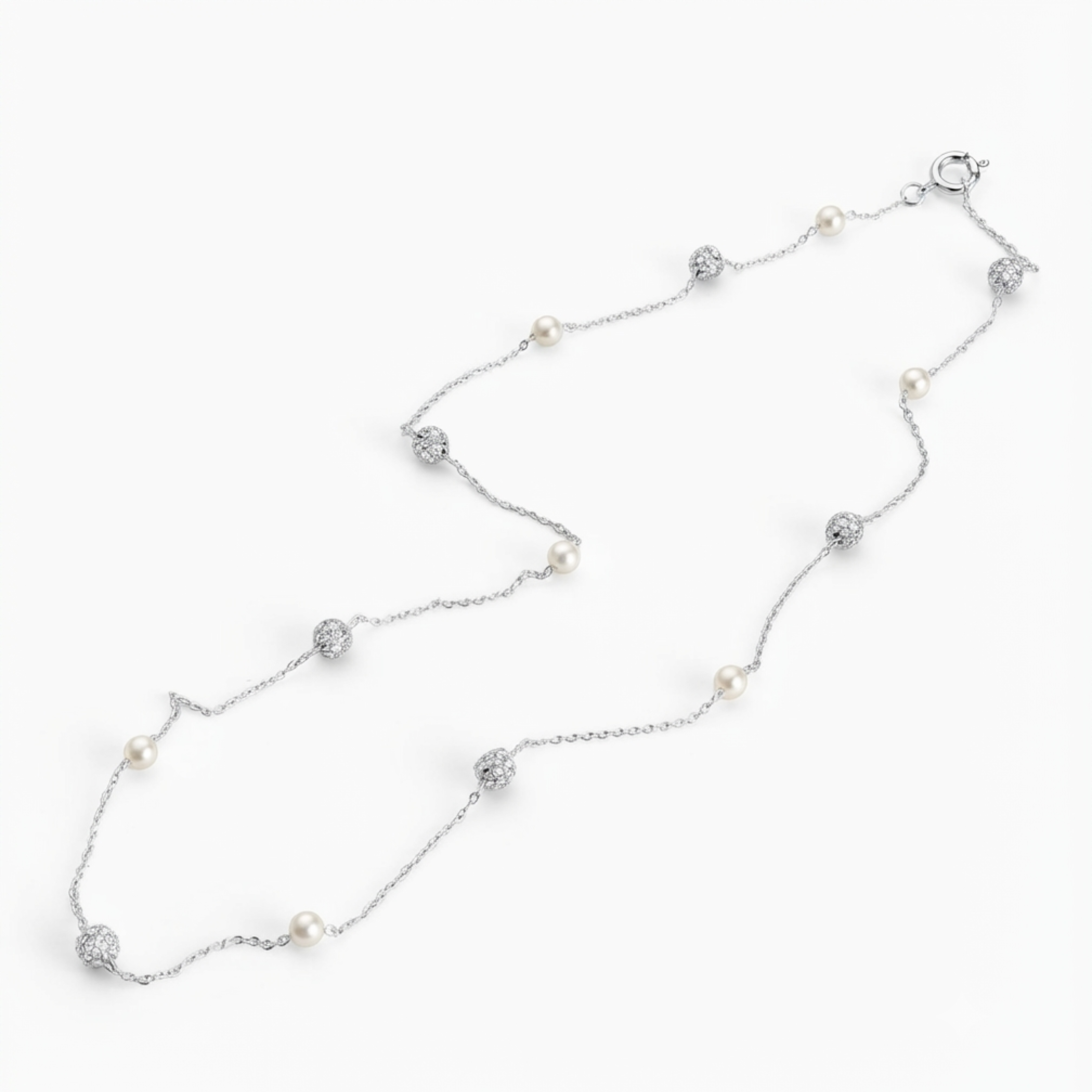 Caelina Zircon Pearl Round Choker Necklace