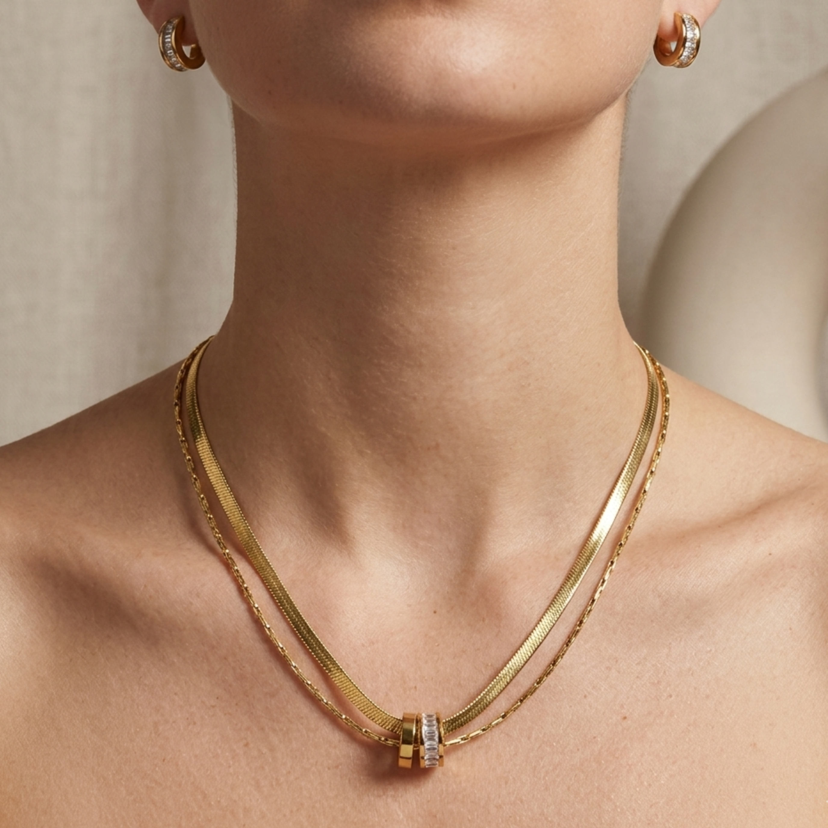 Virelle Gilded Rings Layered Necklace