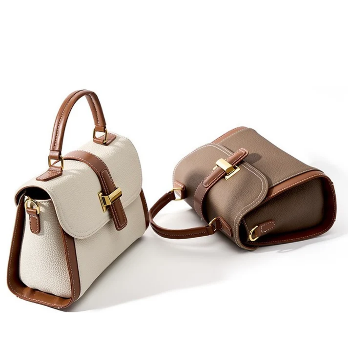 Alondra Leather Structured Top Handle Crossbody Bag
