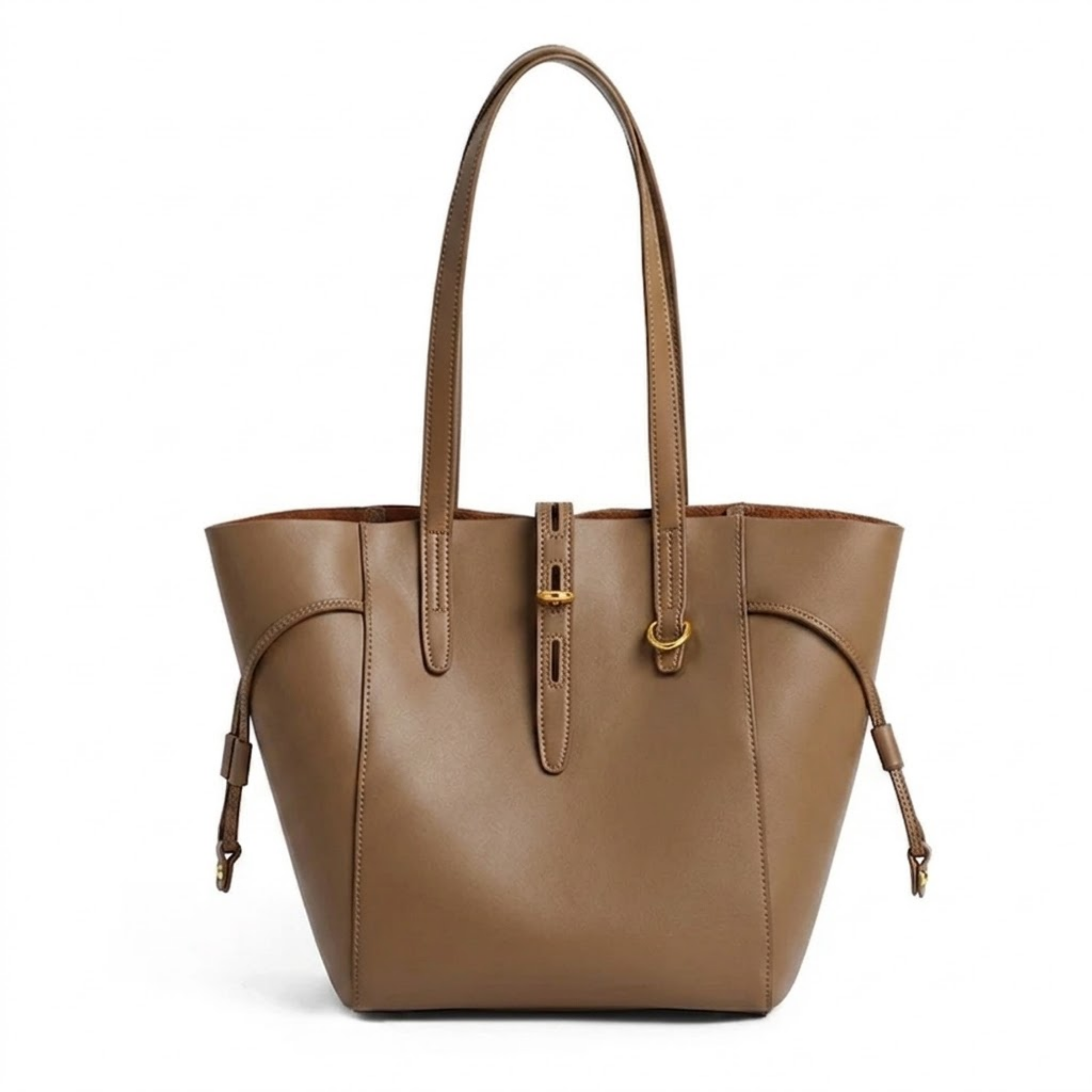 Alina Genuine Leather Vintage Lock Buckle Tote Bag