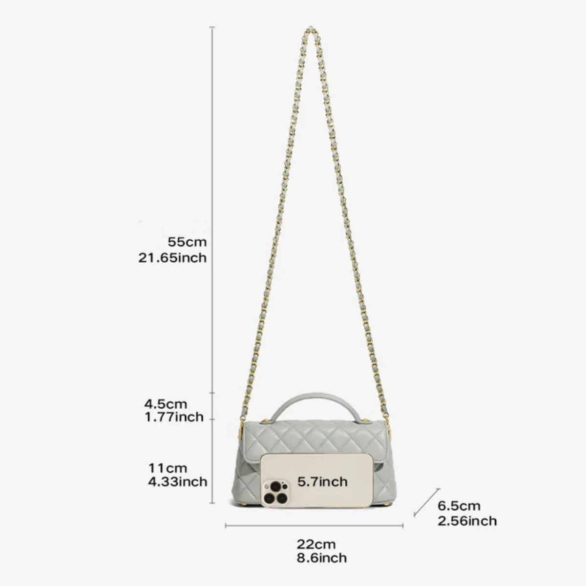 Borsa a tracolla a spalla trapuntata con catena in vera pelle Olythéa