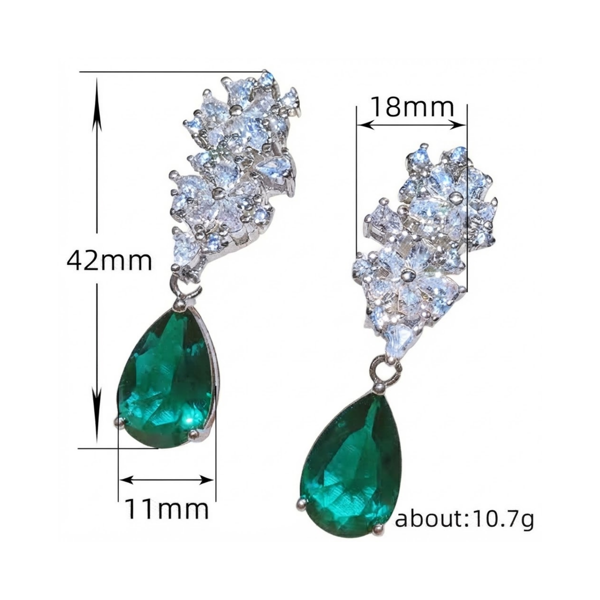 Boucles d’oreilles pendantes Ermiea Emerald