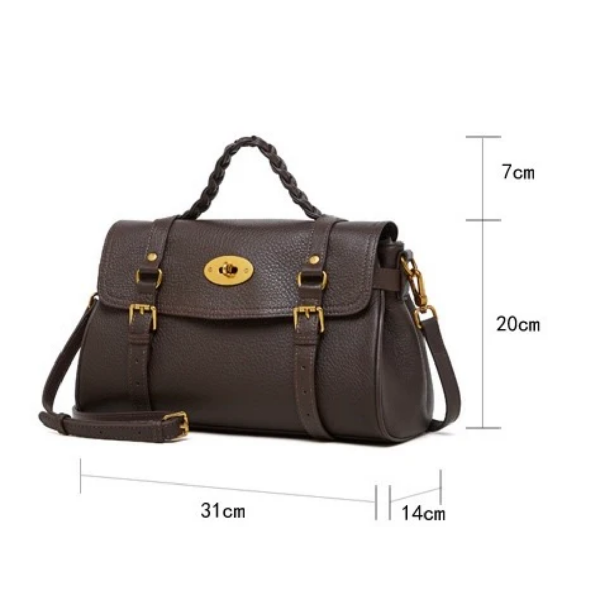 Borsa a mano con manico intrecciato in vera pelle Solévia